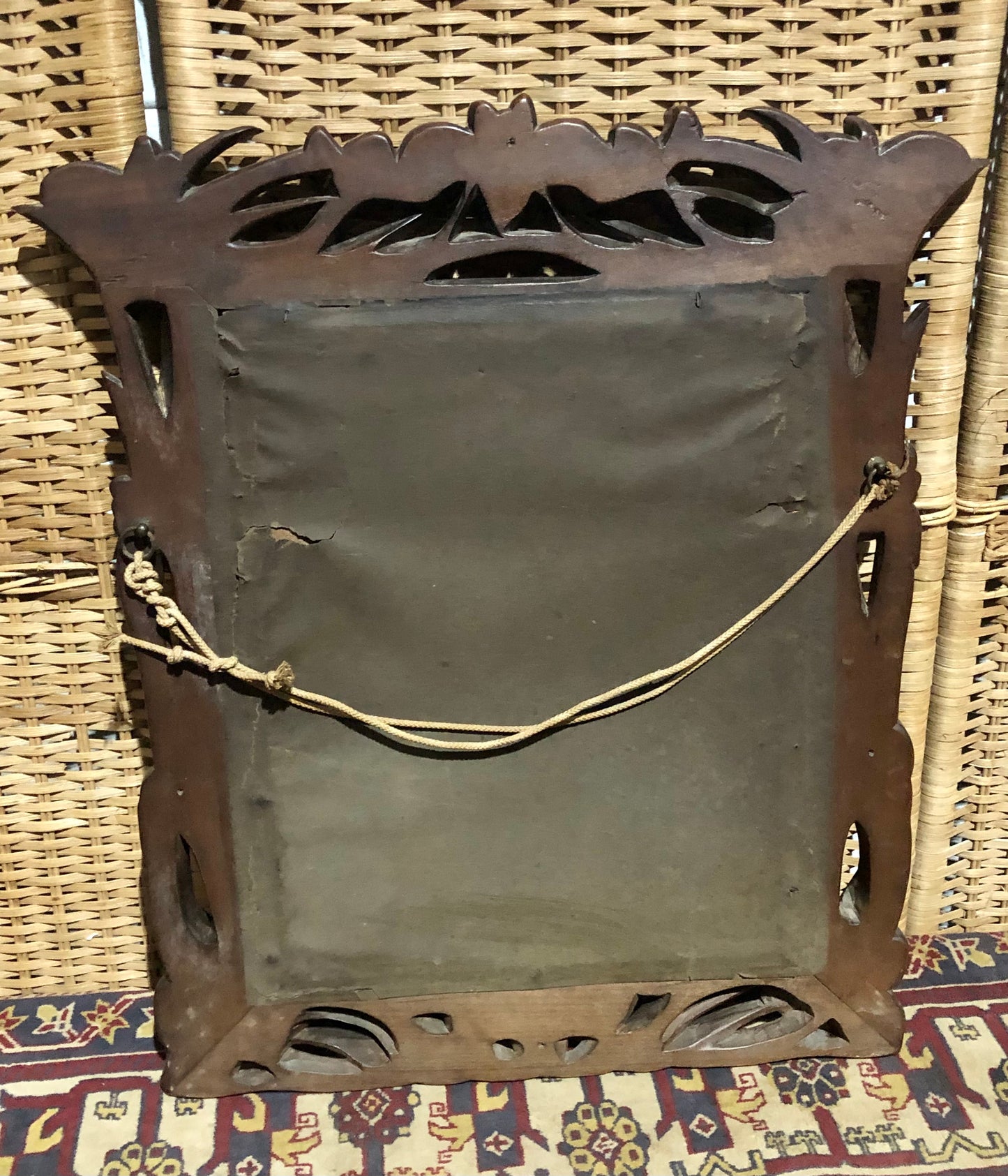 000540....Handsome Art Nouveau Carved Walnut Mirror