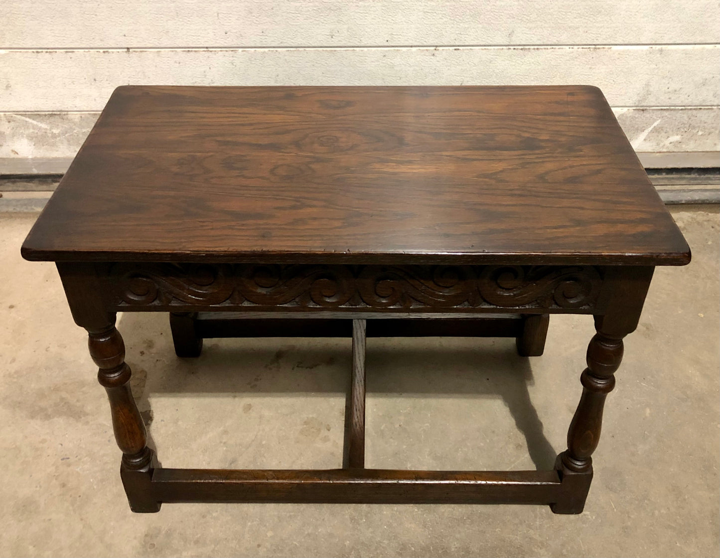 000702....Handsome Vintage Carved Oak Nest Of Three Coffee Tables