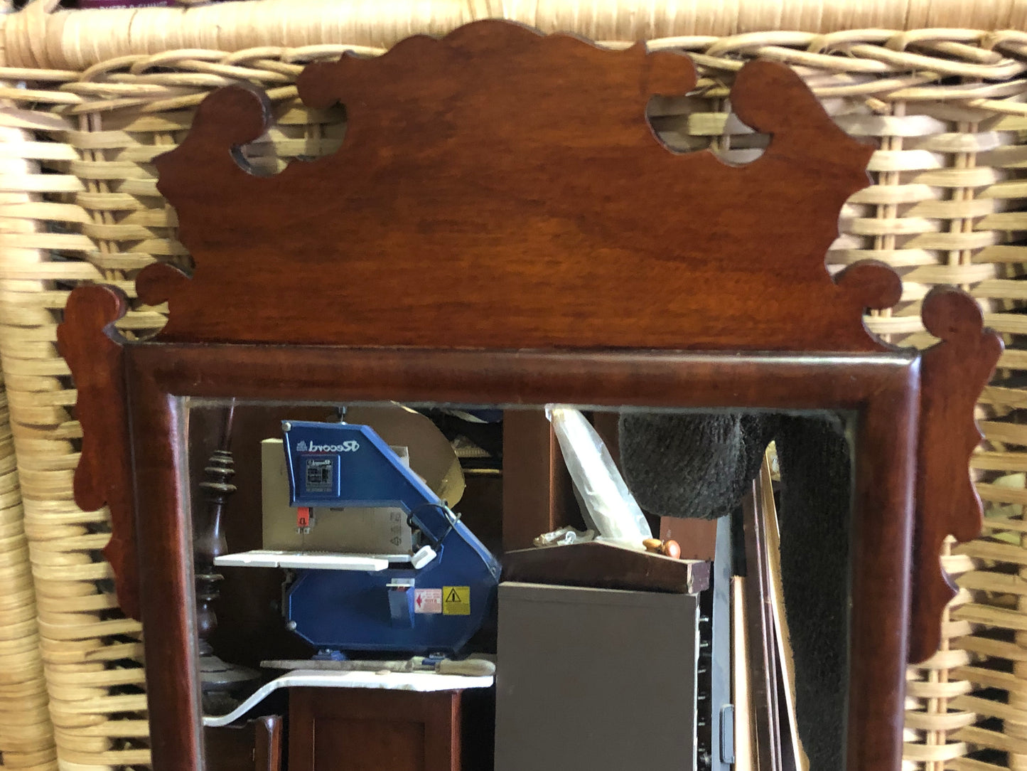 000531....Handsome Pair Of Vintage Mahogany Wall Mirrors ( sold )