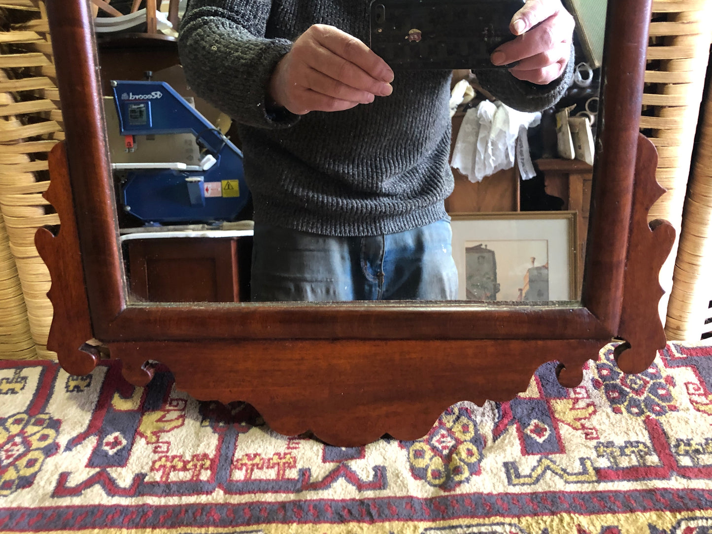 000531....Handsome Pair Of Vintage Mahogany Wall Mirrors ( sold )