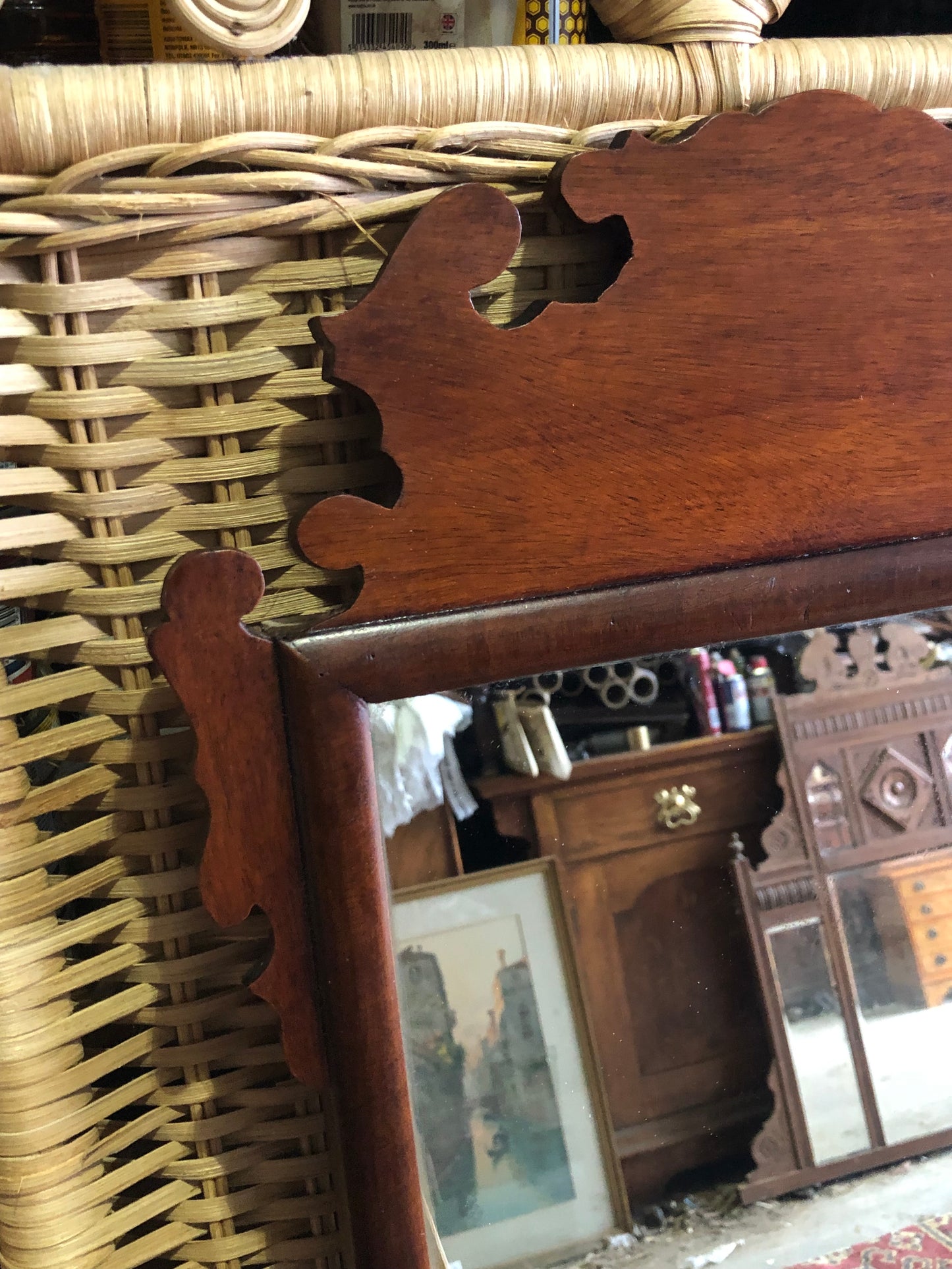 000531....Handsome Pair Of Vintage Mahogany Wall Mirrors ( sold )