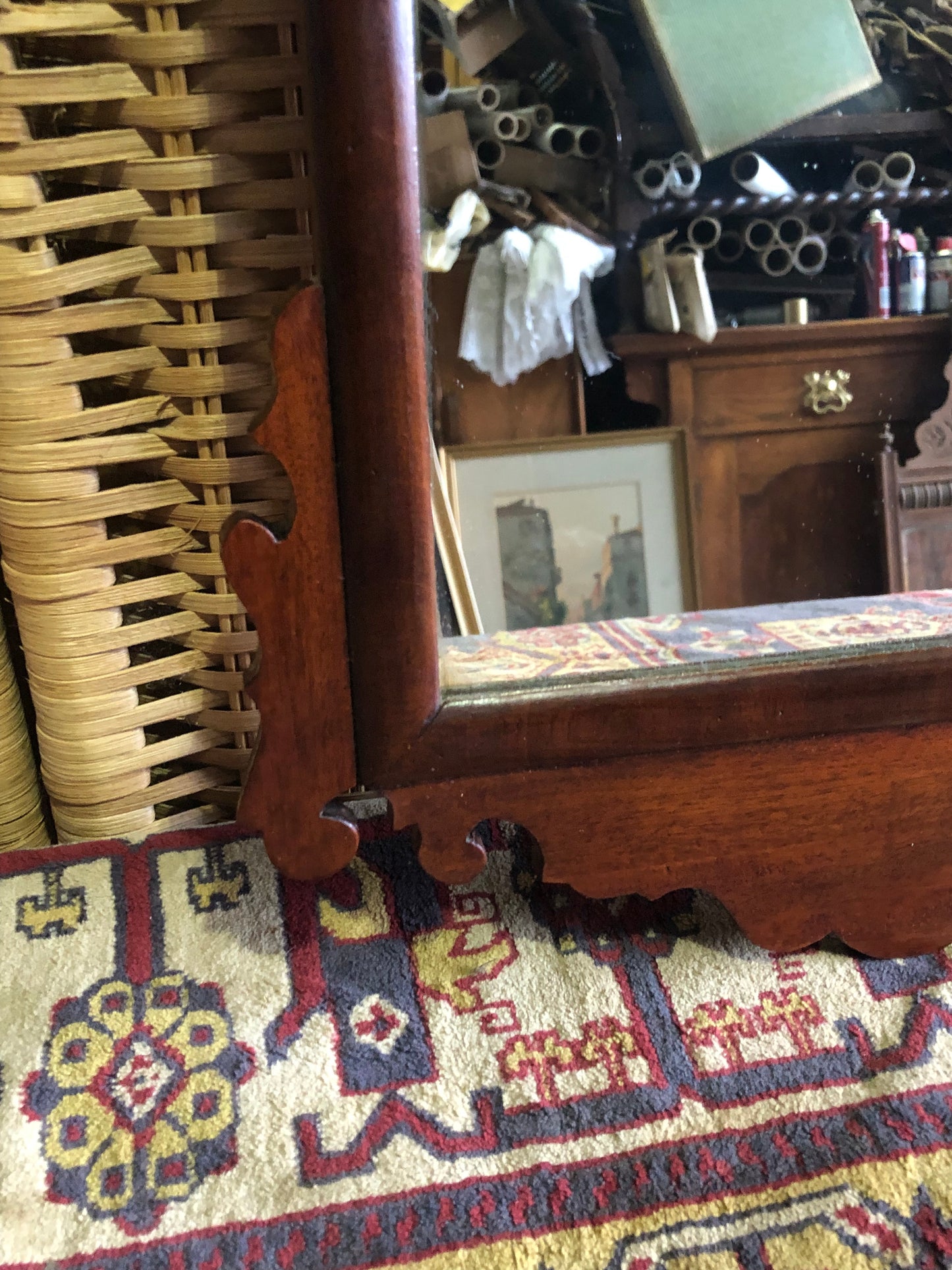 000531....Handsome Pair Of Vintage Mahogany Wall Mirrors ( sold )