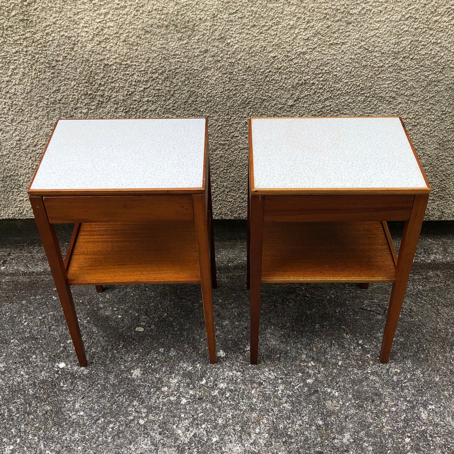 000515....Pair Of Bedside Lamp Tables Retro Teak By Remploy