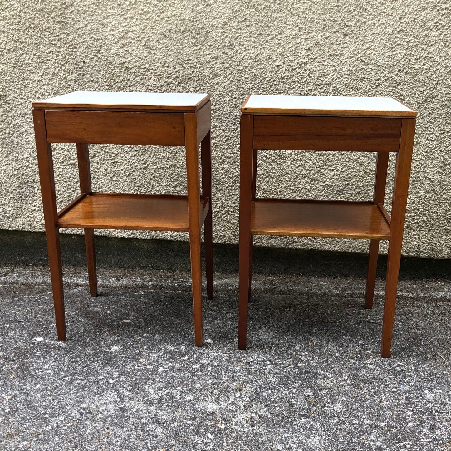 000515....Pair Of Bedside Lamp Tables Retro Teak By Remploy