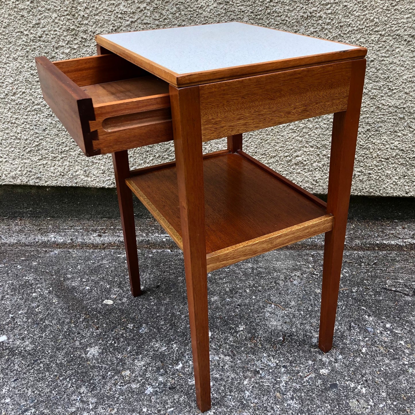 000515....Pair Of Bedside Lamp Tables Retro Teak By Remploy