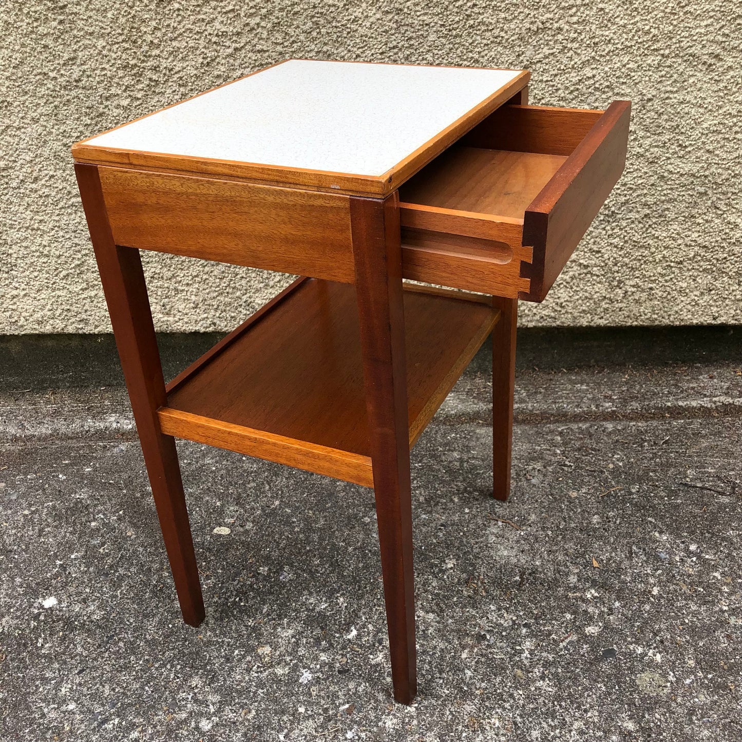 000515....Pair Of Bedside Lamp Tables Retro Teak By Remploy