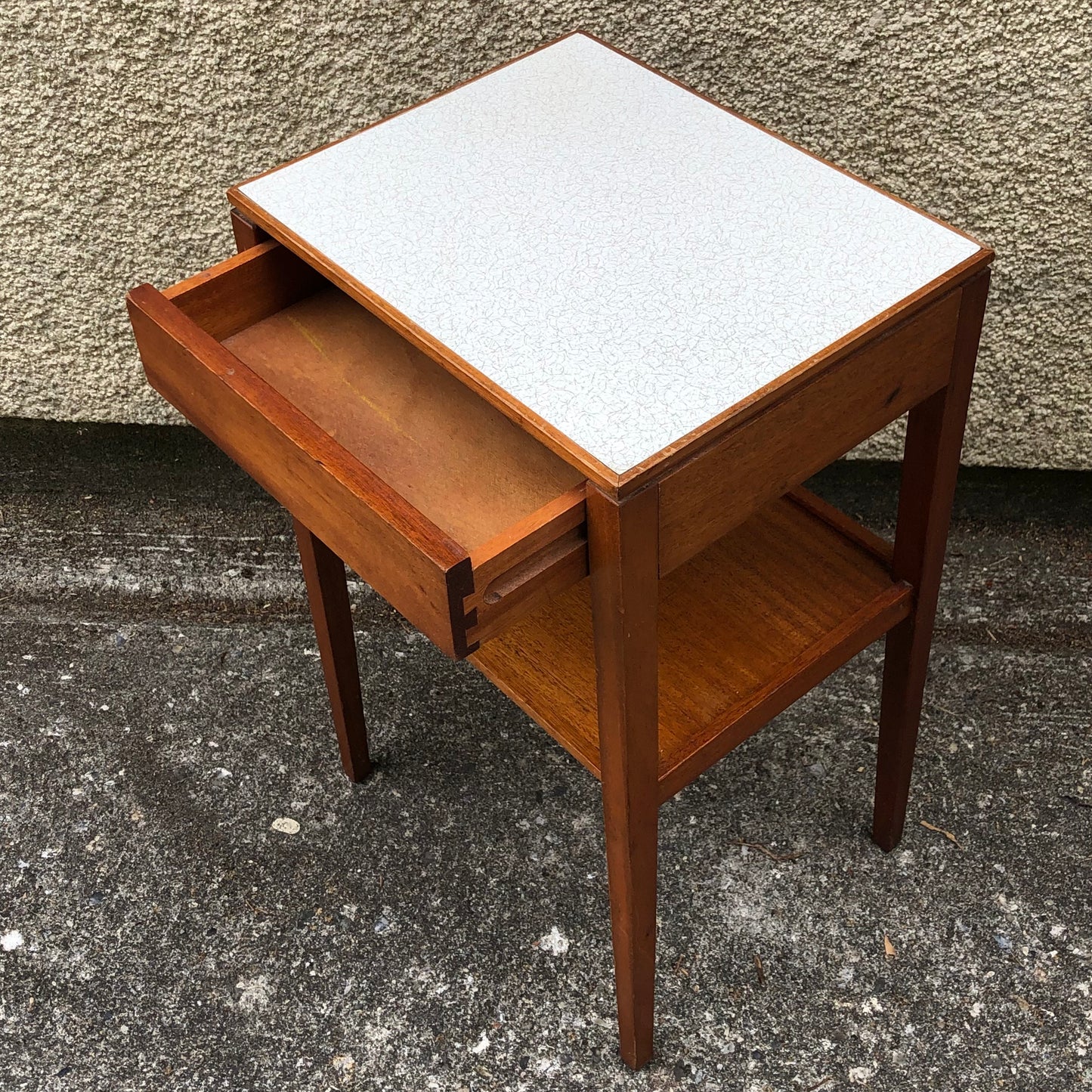 000515....Pair Of Bedside Lamp Tables Retro Teak By Remploy