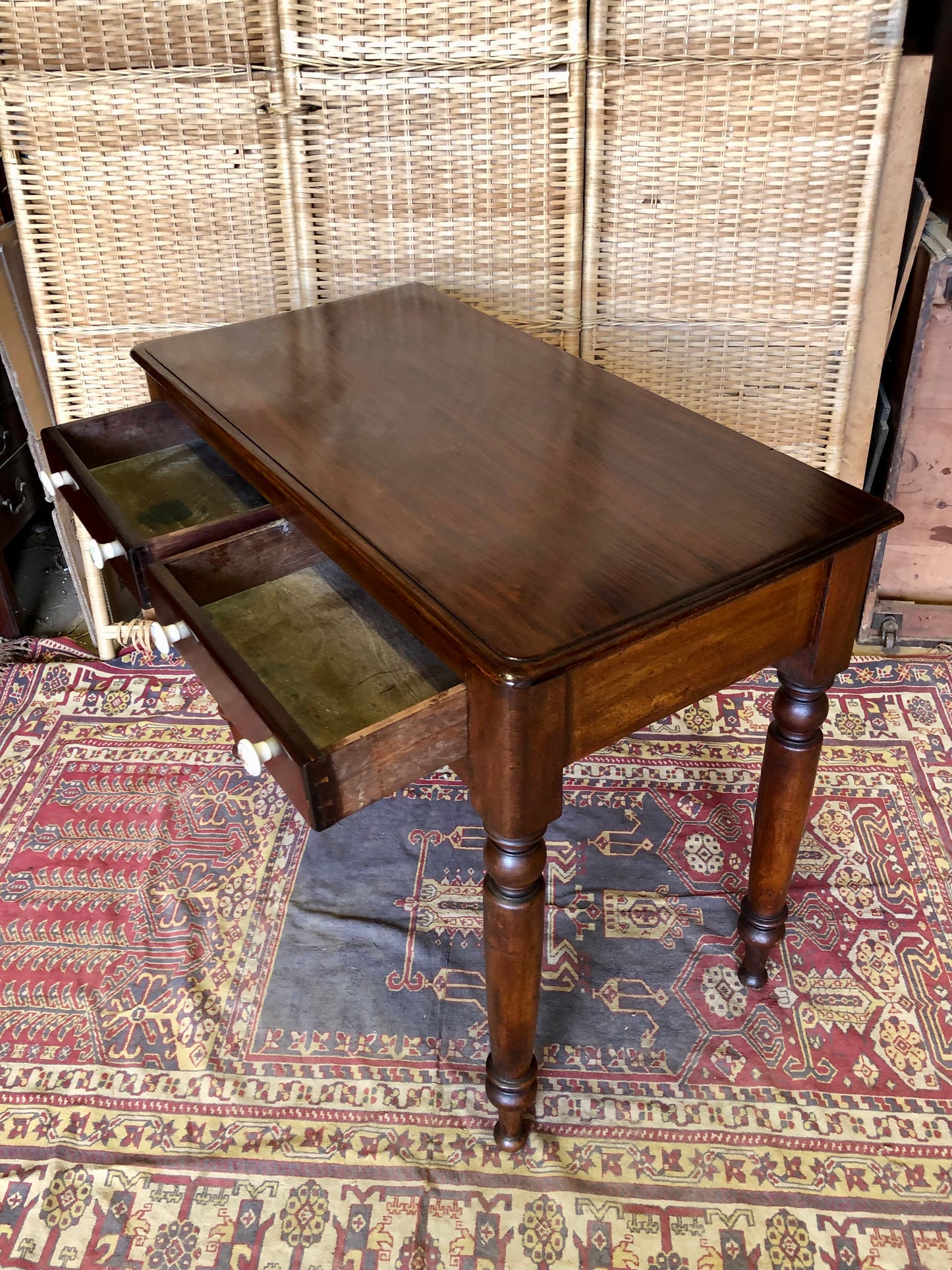 000514....Antique Mahogany Hall Or Writing Table