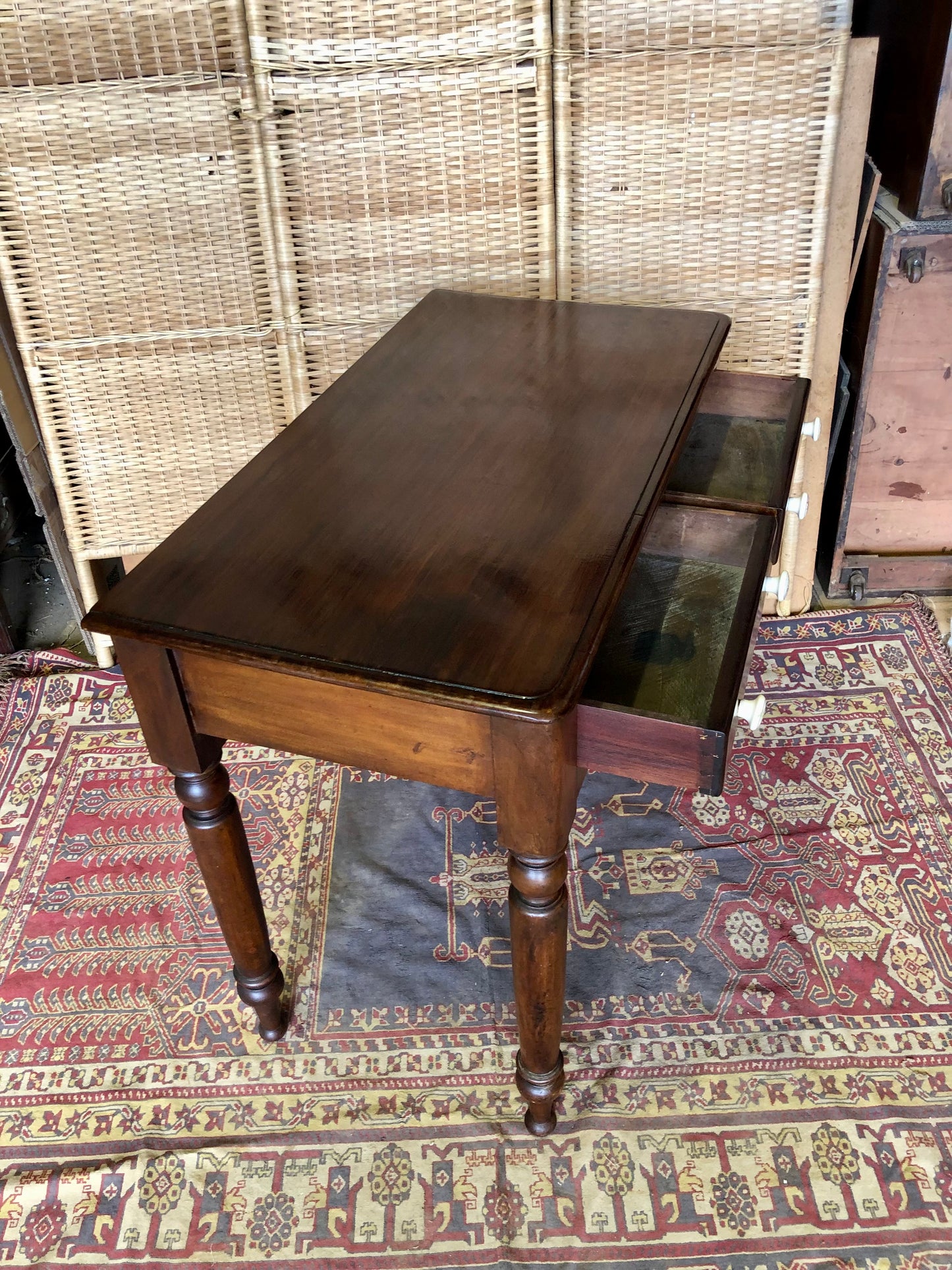 000514....Antique Mahogany Hall Or Writing Table