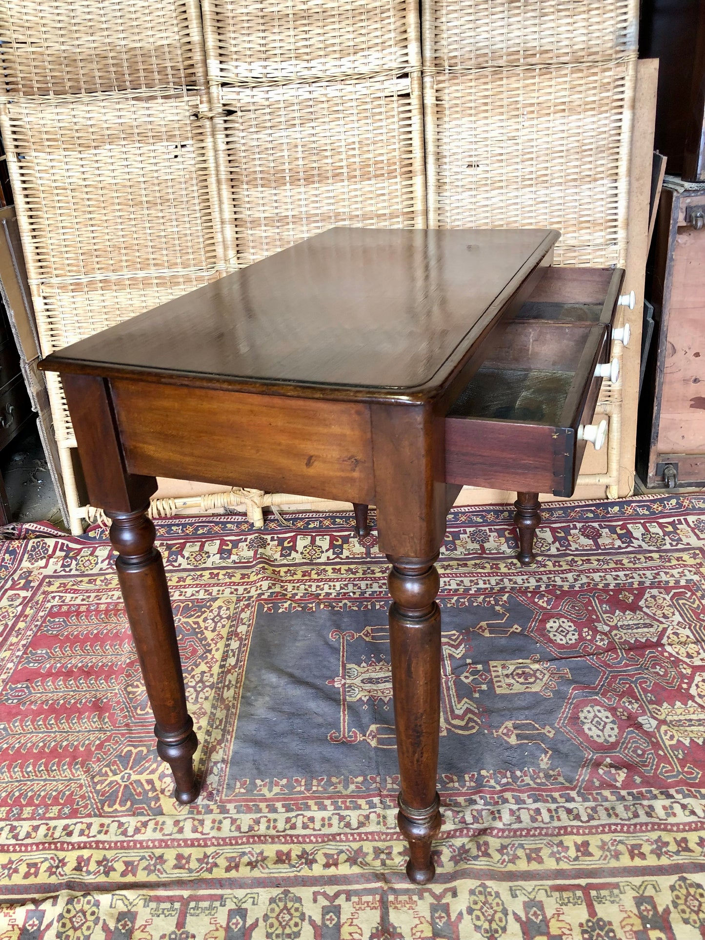 000514....Antique Mahogany Hall Or Writing Table