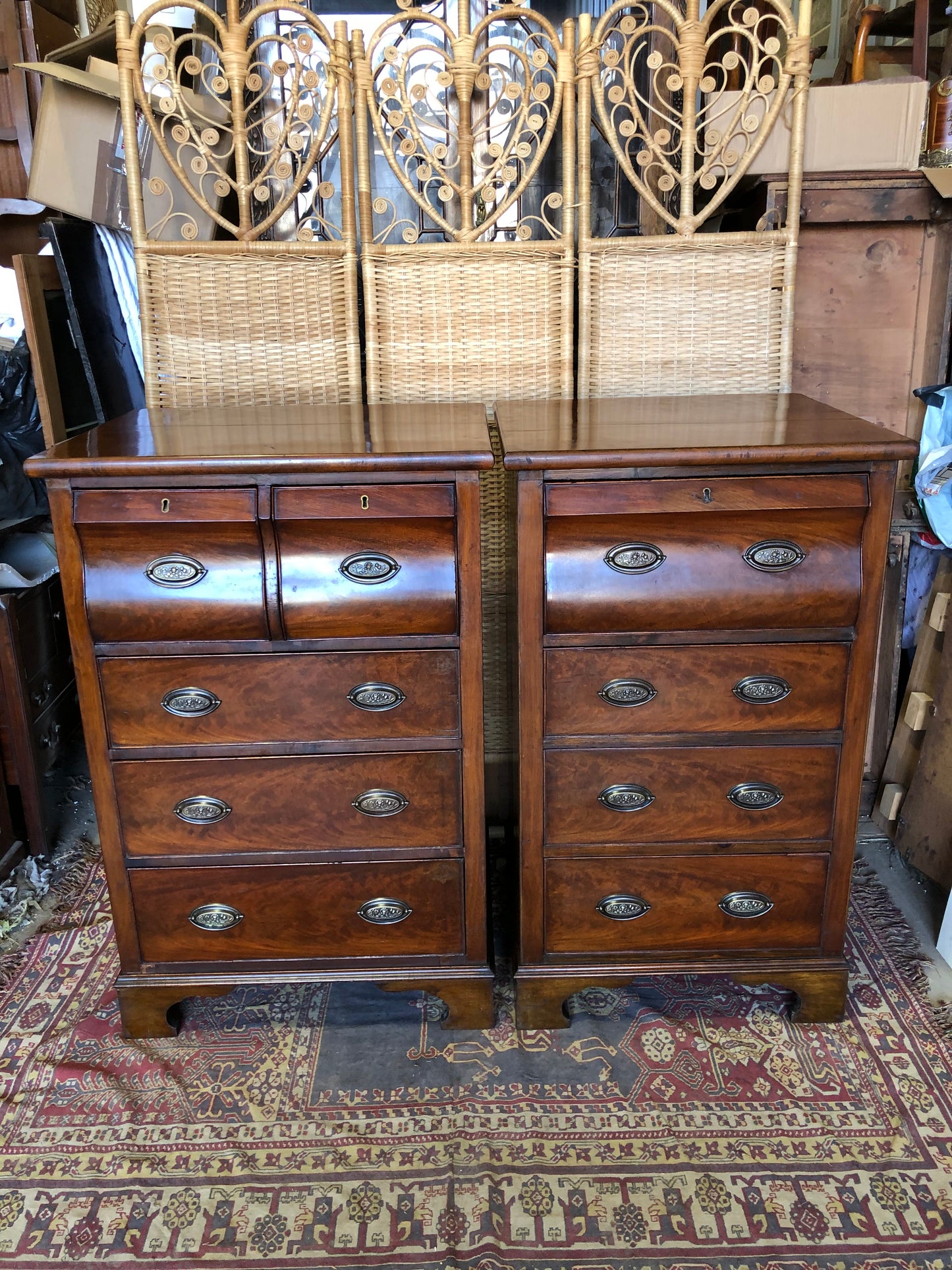 000512....Handsome Pair Of Antique Mahogany Chests