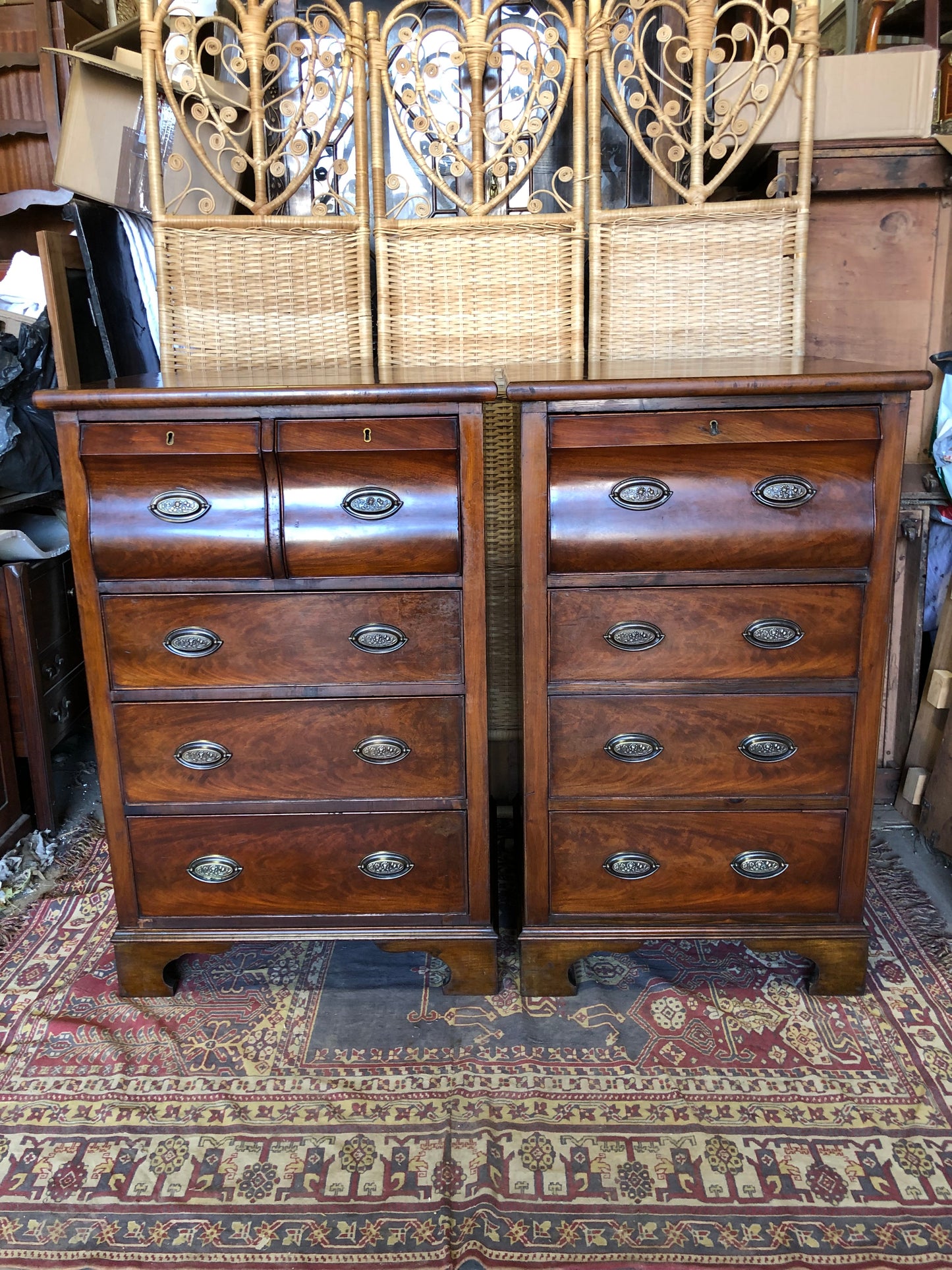 000512....Handsome Pair Of Antique Mahogany Chests