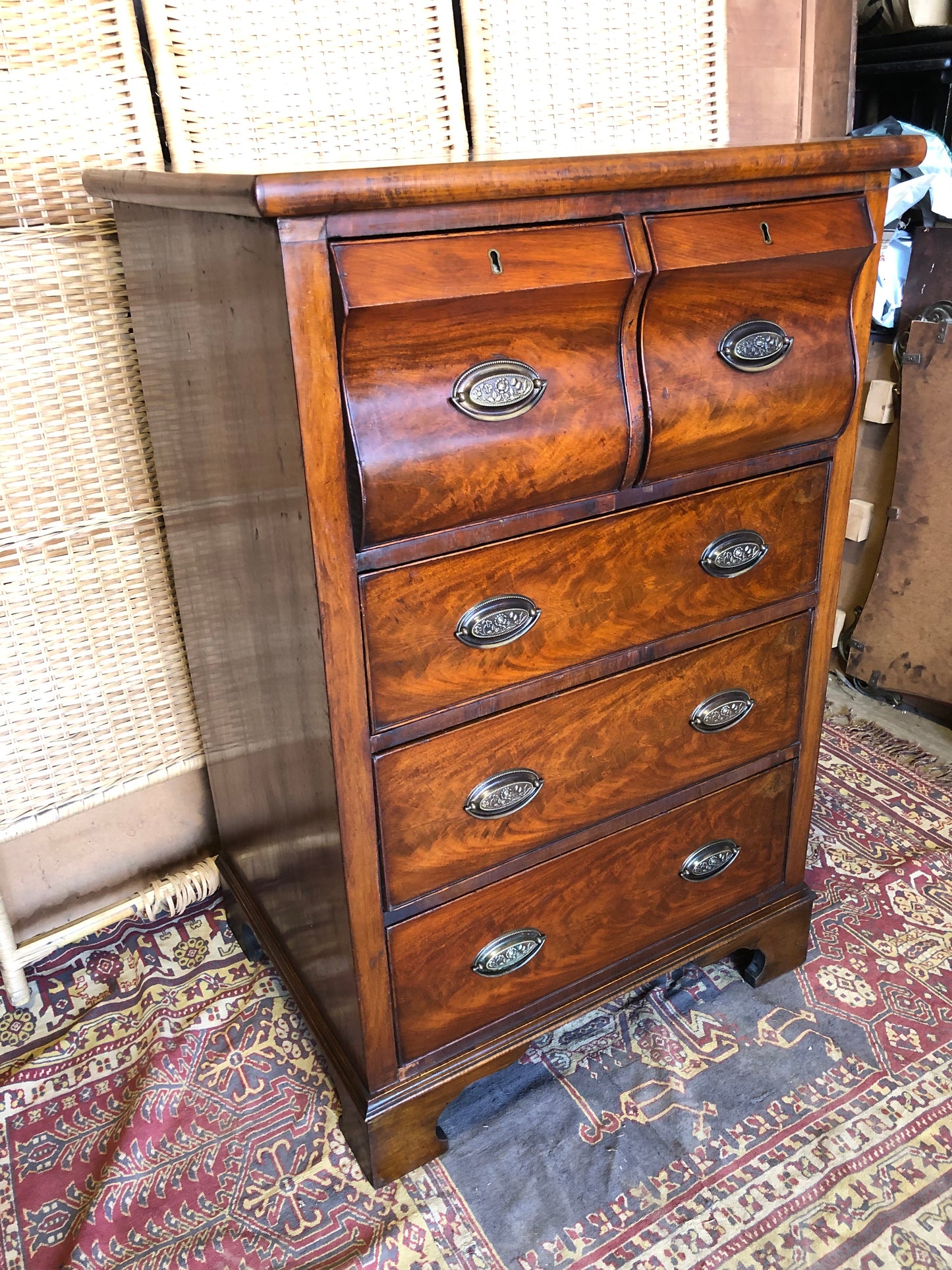 000512....Handsome Pair Of Antique Mahogany Chests