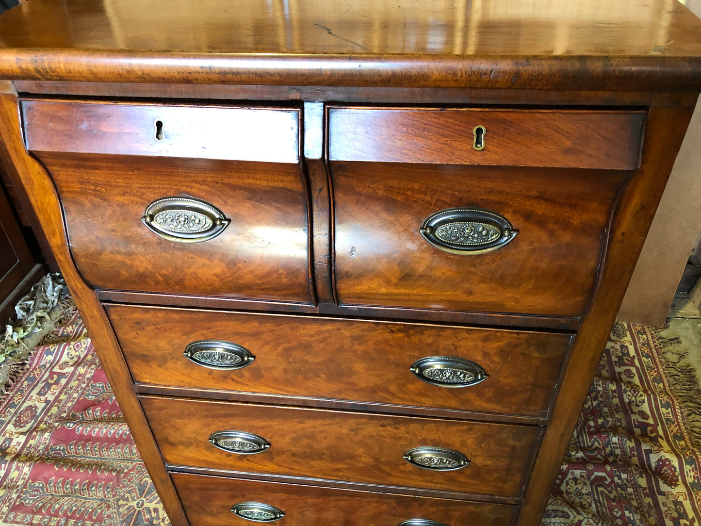 000512....Handsome Pair Of Antique Mahogany Chests