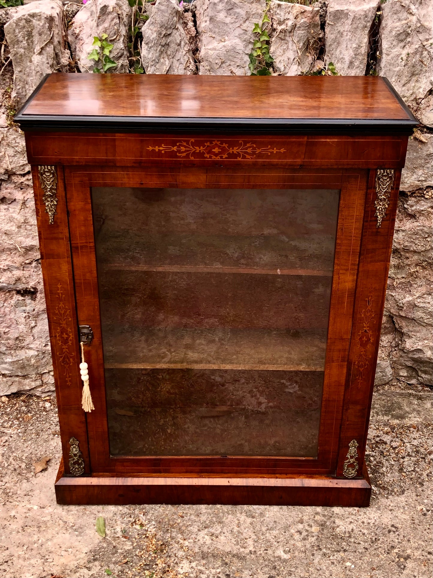 000504....Handsome Antique Walnut Pier Cabinet / Bookcase