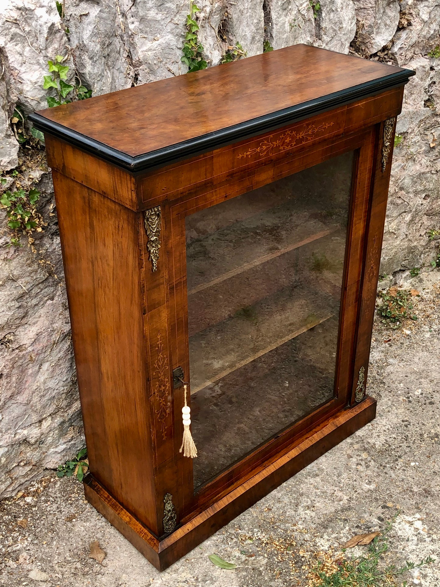 000504....Handsome Antique Walnut Pier Cabinet / Bookcase