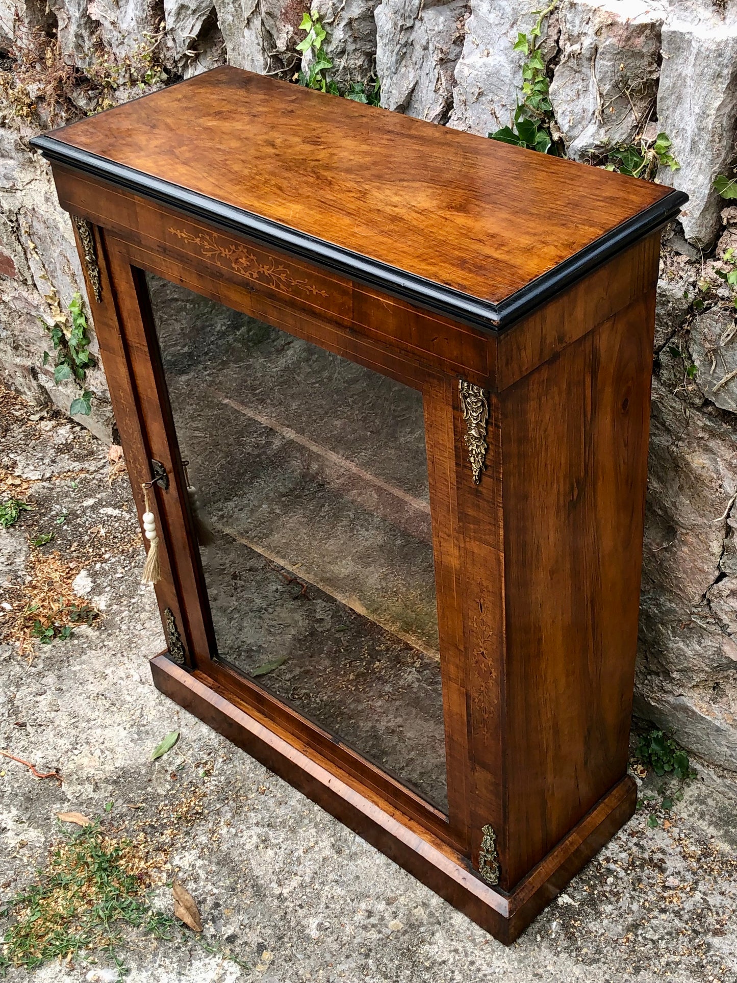 000504....Handsome Antique Walnut Pier Cabinet / Bookcase