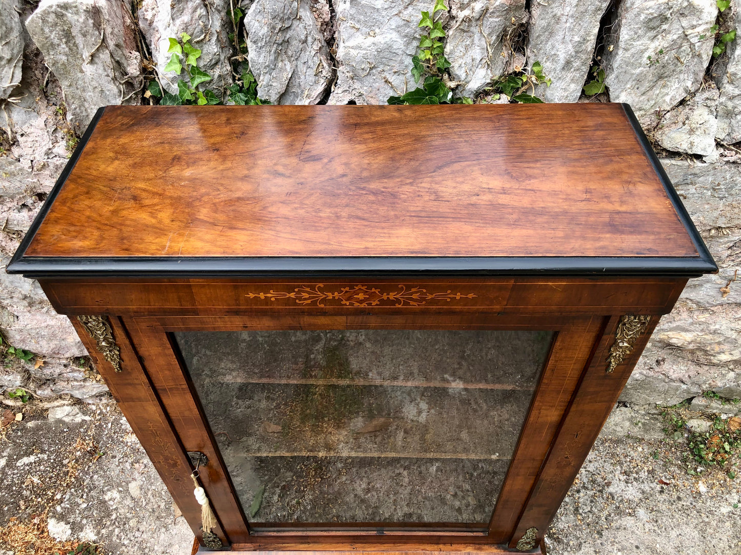 000504....Handsome Antique Walnut Pier Cabinet / Bookcase