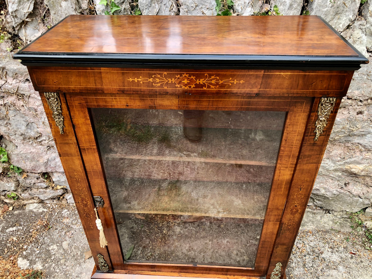 000504....Handsome Antique Walnut Pier Cabinet / Bookcase