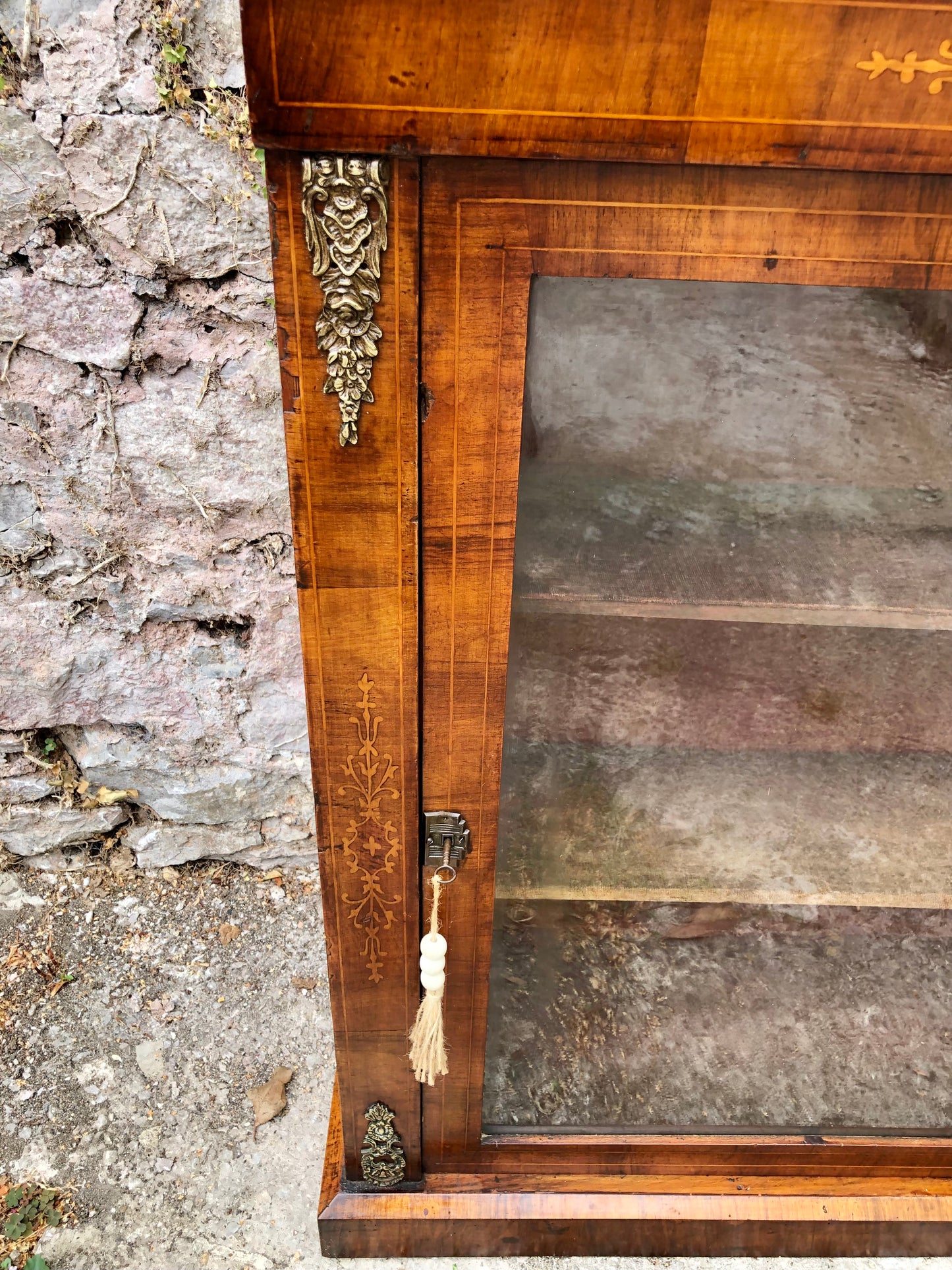 000504....Handsome Antique Walnut Pier Cabinet / Bookcase