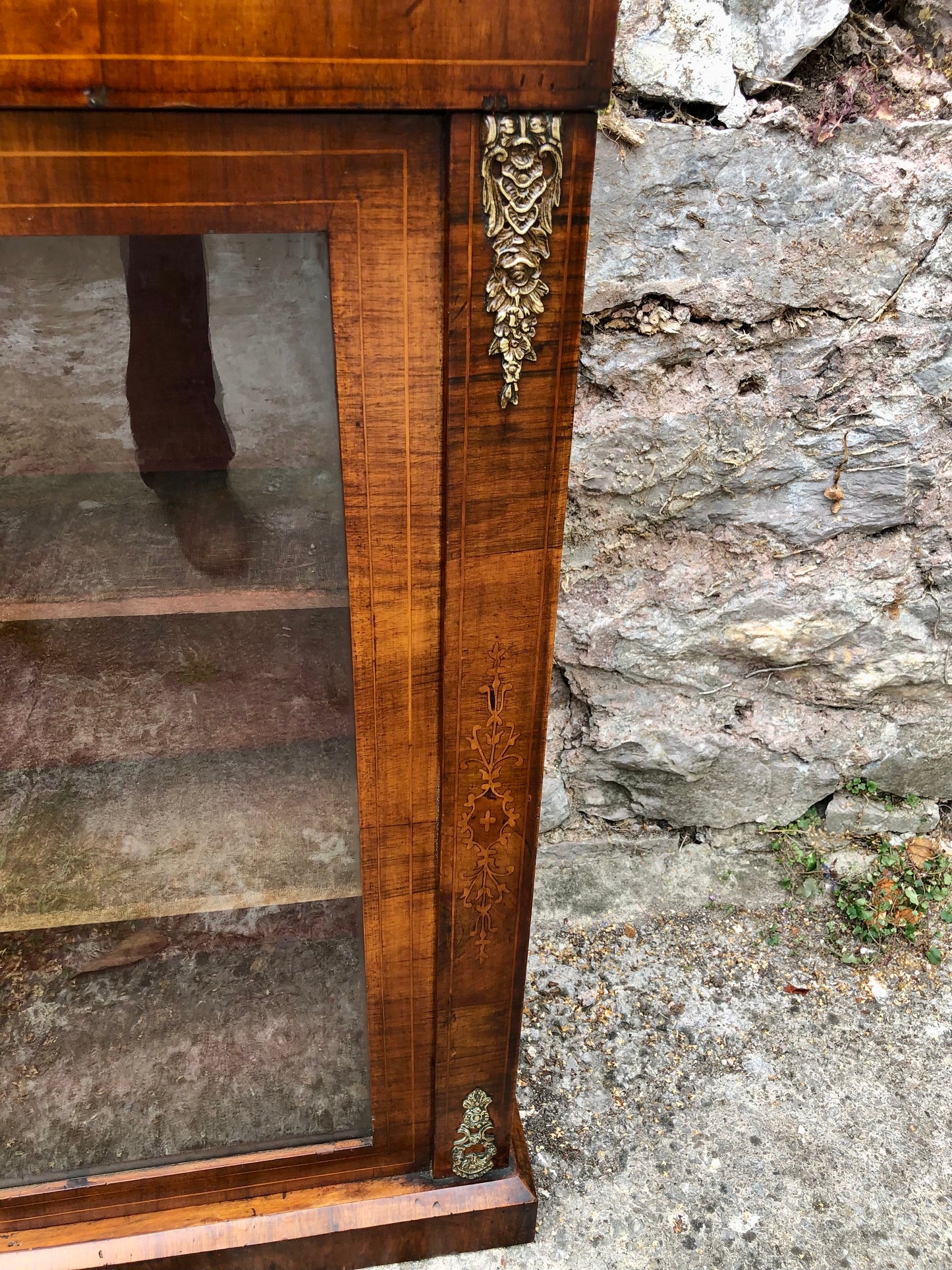 000504....Handsome Antique Walnut Pier Cabinet / Bookcase