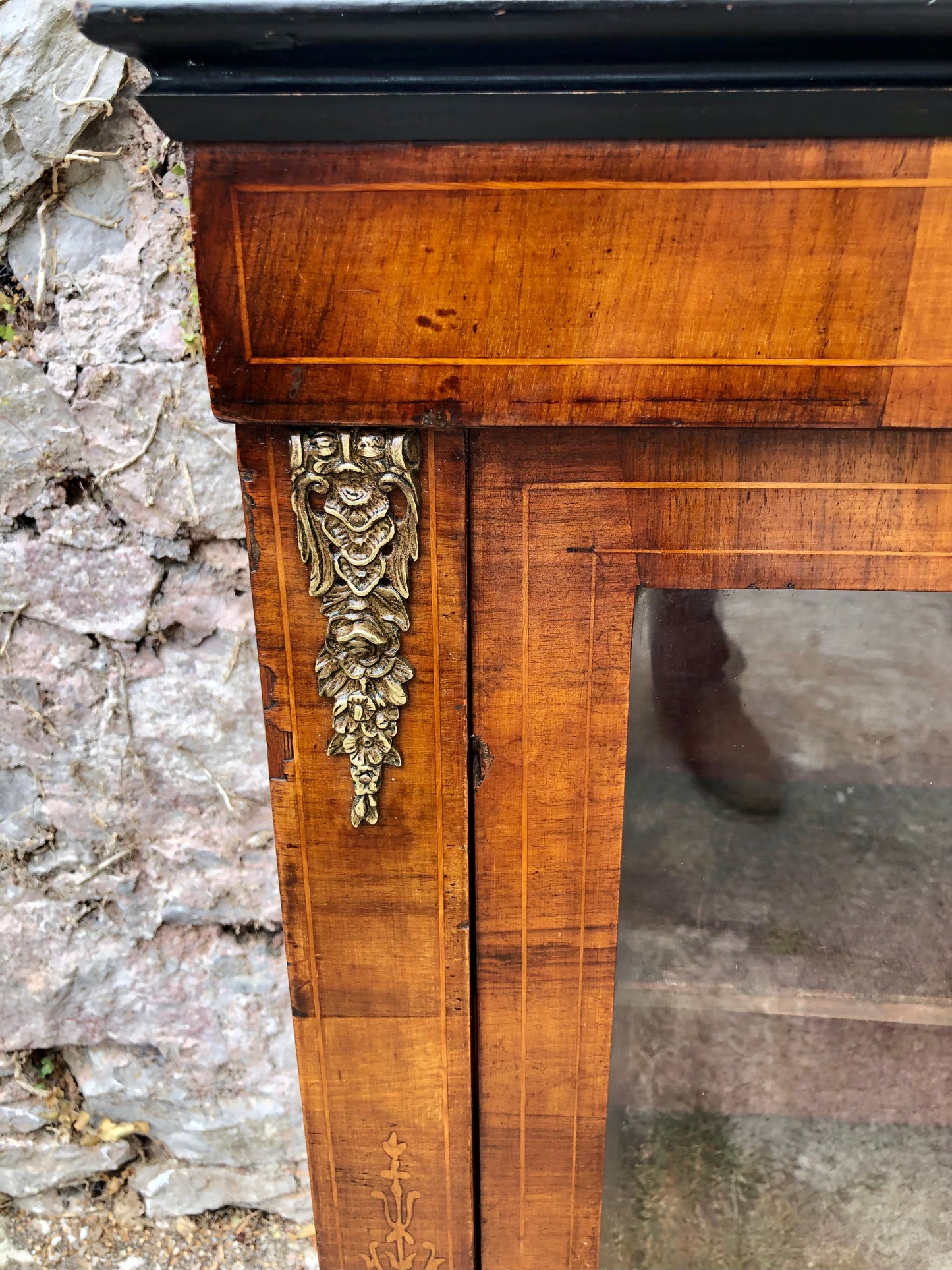 000504....Handsome Antique Walnut Pier Cabinet / Bookcase