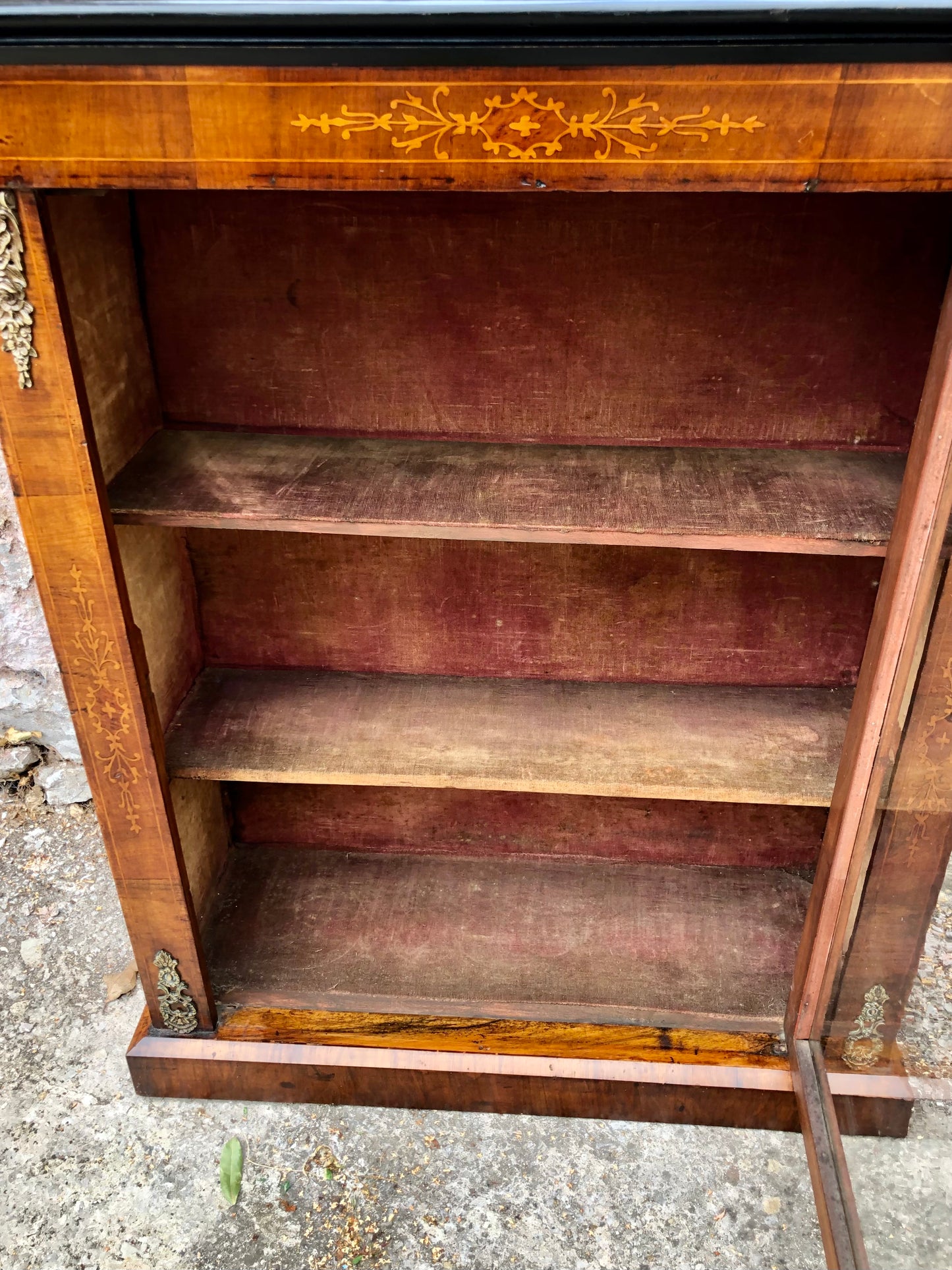 000504....Handsome Antique Walnut Pier Cabinet / Bookcase