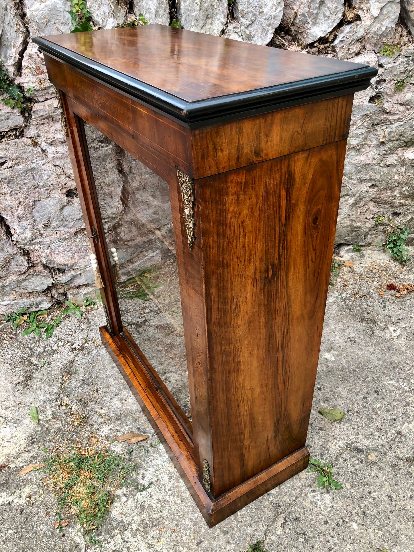 000504....Handsome Antique Walnut Pier Cabinet / Bookcase