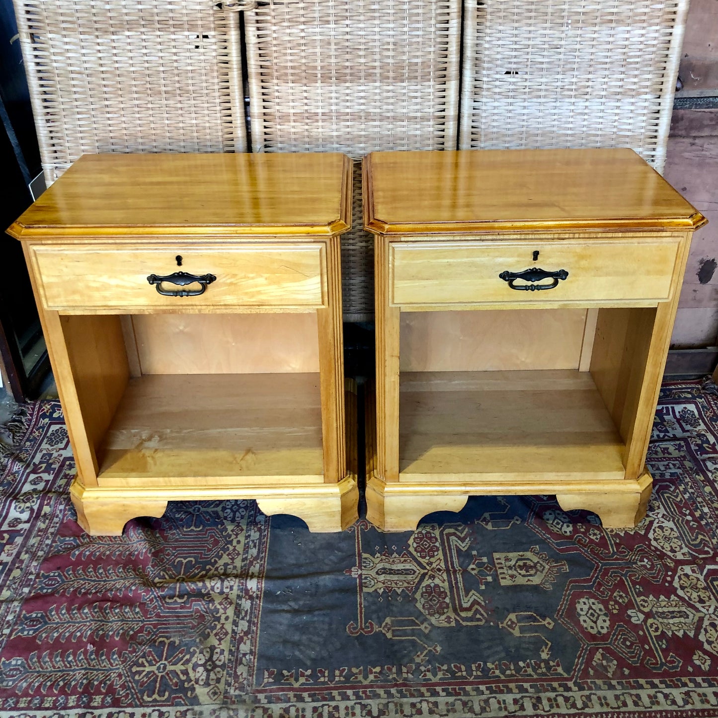 000501....Handsome Pair Of Vintage Bedside Tables