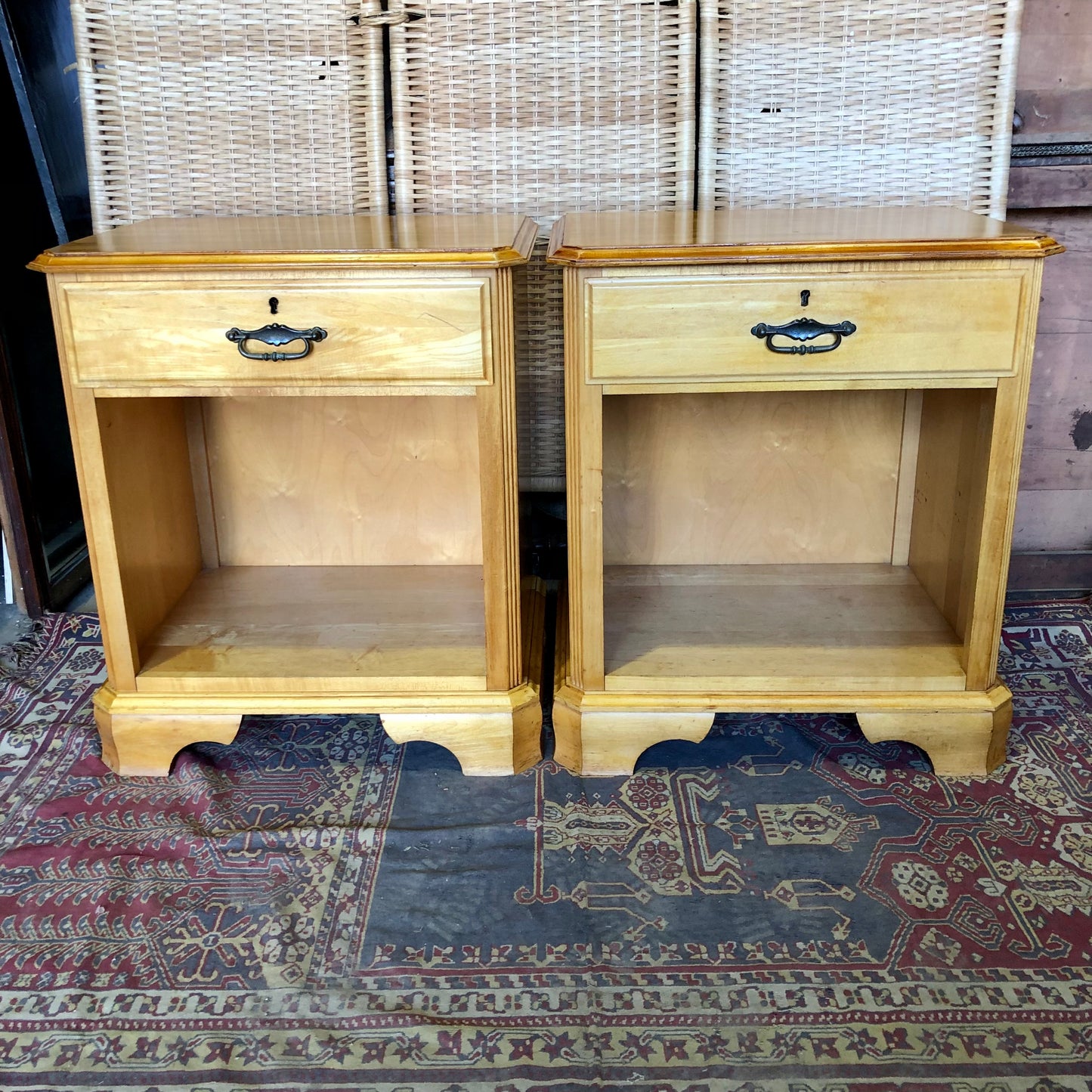 000501....Handsome Pair Of Vintage Bedside Tables
