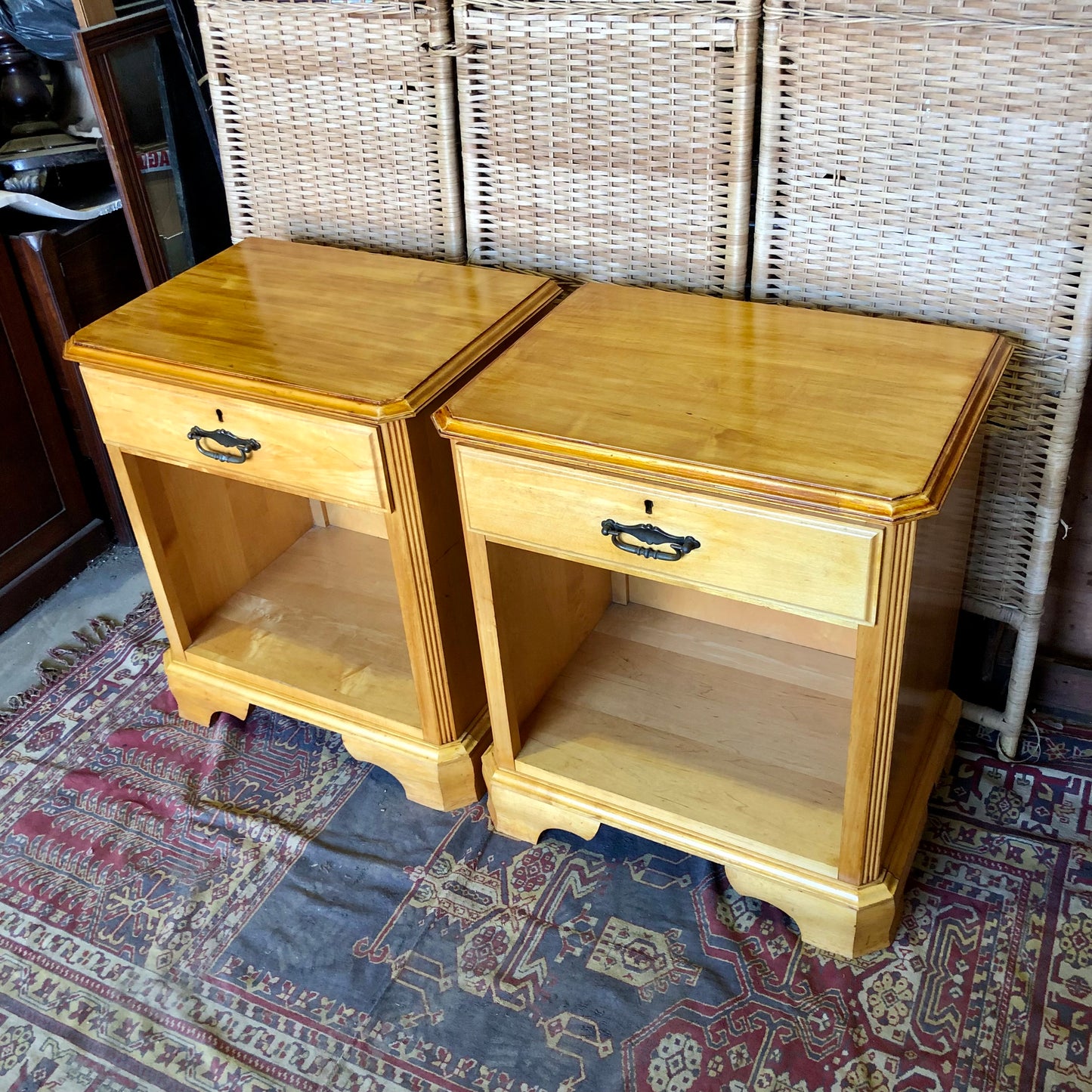 000501....Handsome Pair Of Vintage Bedside Tables
