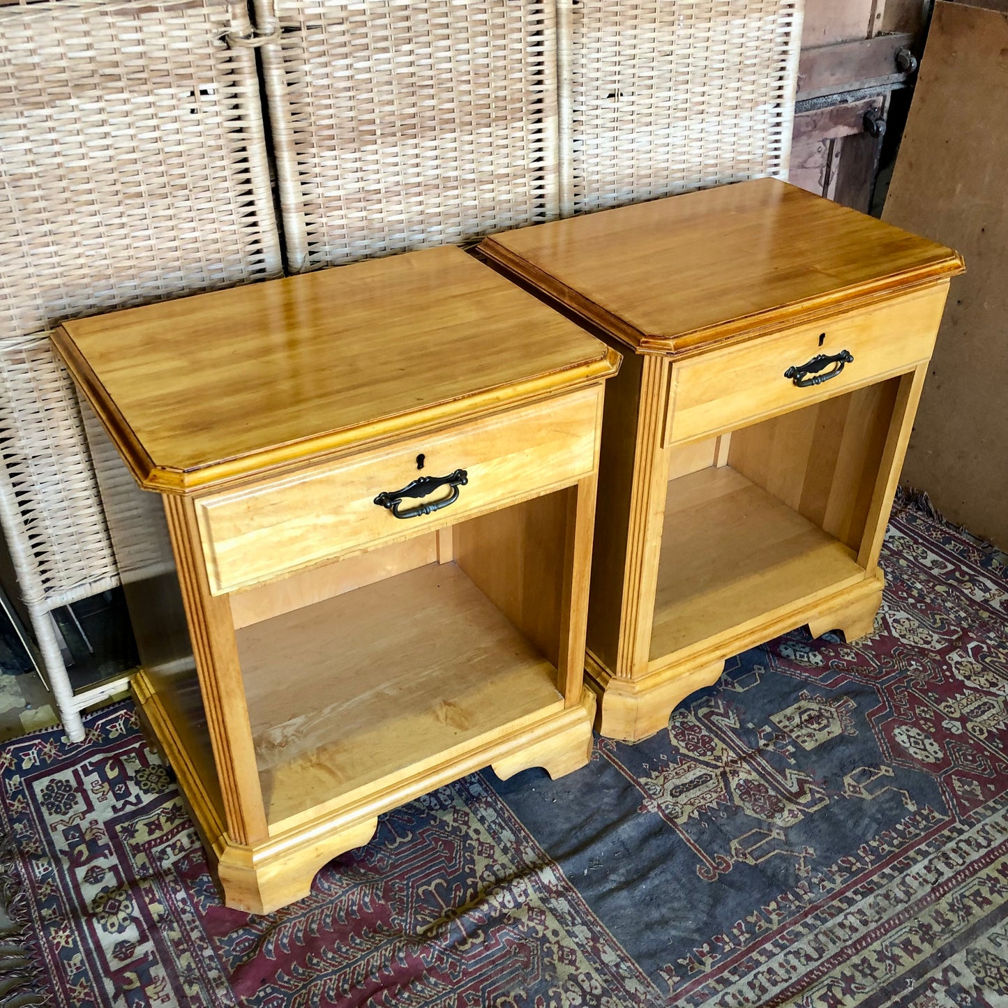000501....Handsome Pair Of Vintage Bedside Tables