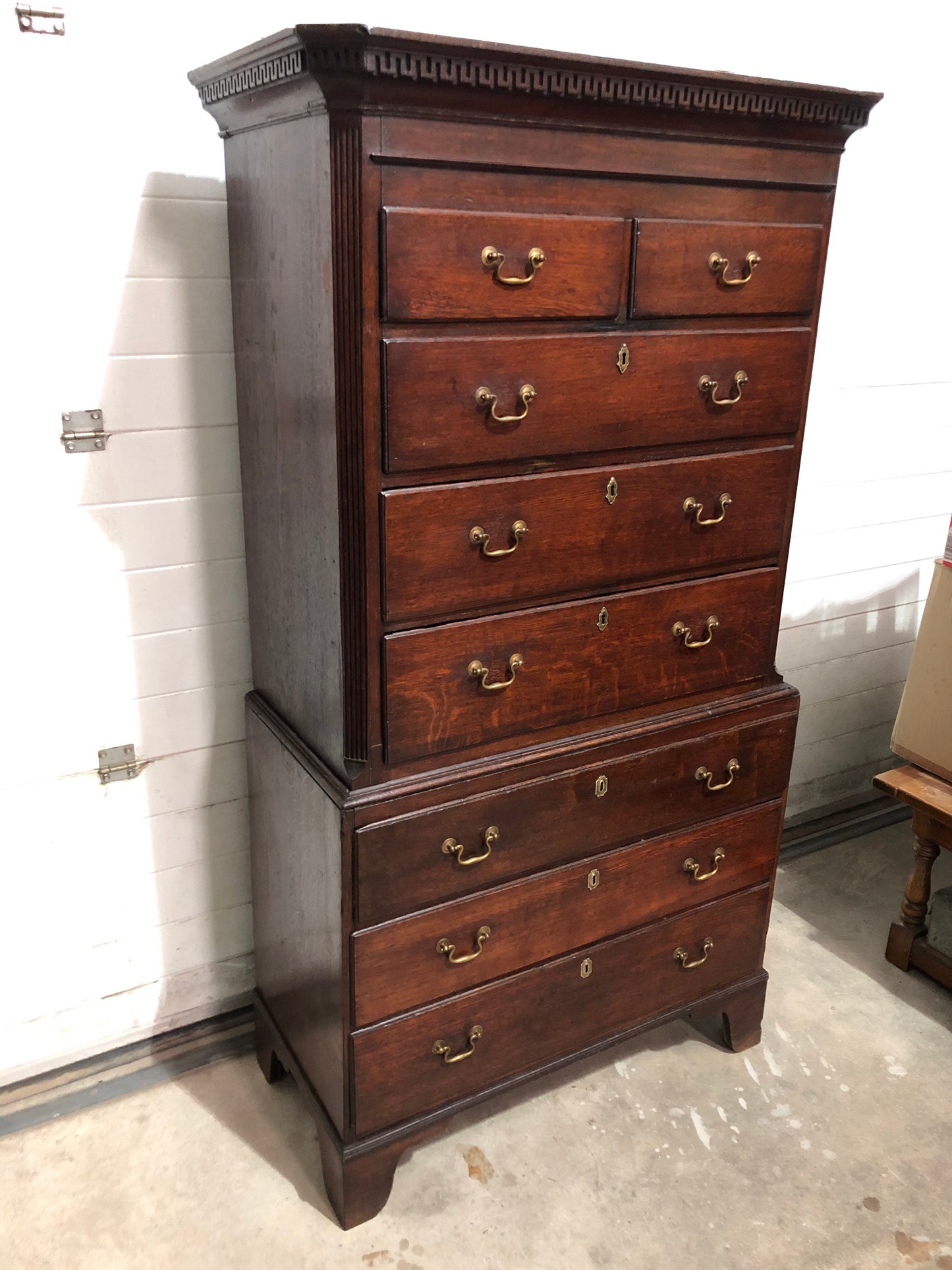 000642....Handsome 18th Century Country Oak Chest On Chest/Tallboy