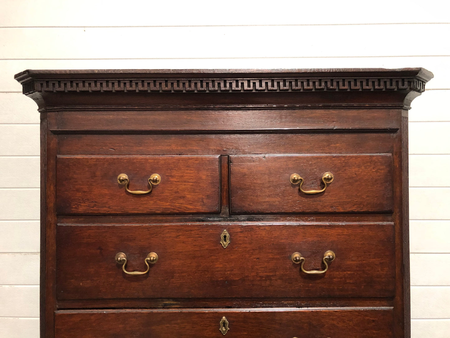 000642....Handsome 18th Century Country Oak Chest On Chest/Tallboy