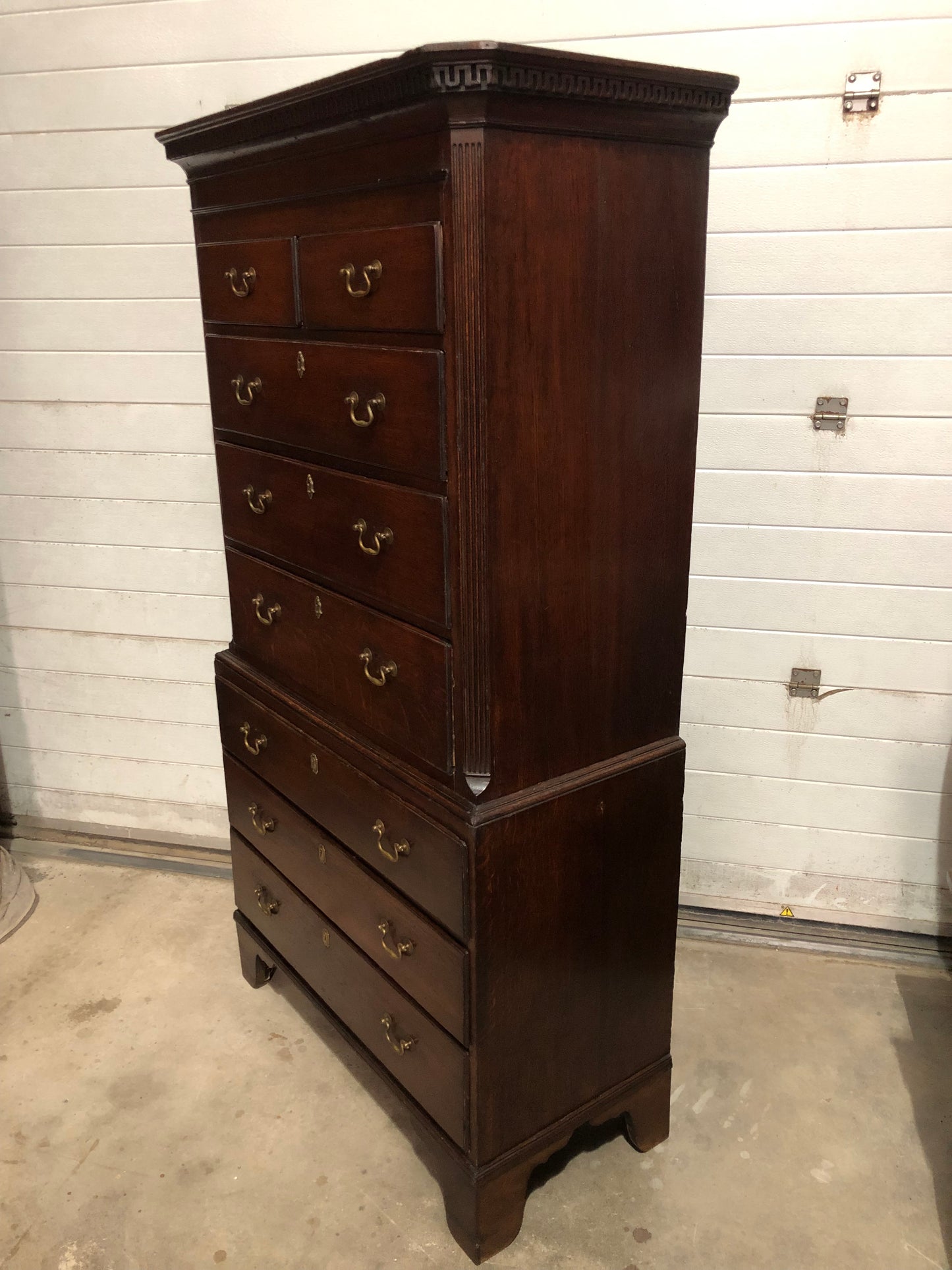 000642....Handsome 18th Century Country Oak Chest On Chest/Tallboy