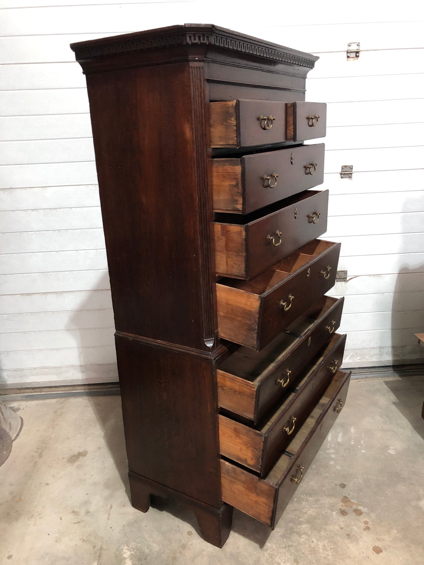 000642....Handsome 18th Century Country Oak Chest On Chest/Tallboy