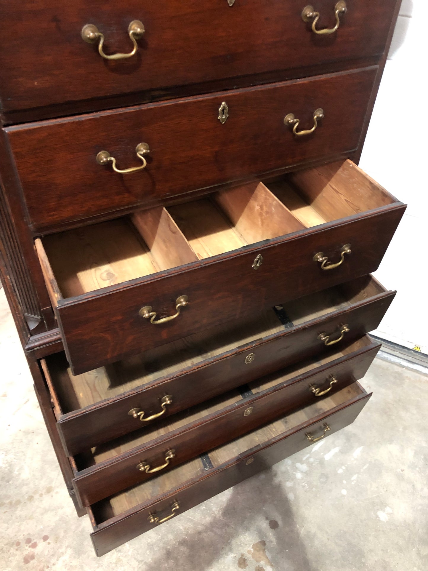 000642....Handsome 18th Century Country Oak Chest On Chest/Tallboy