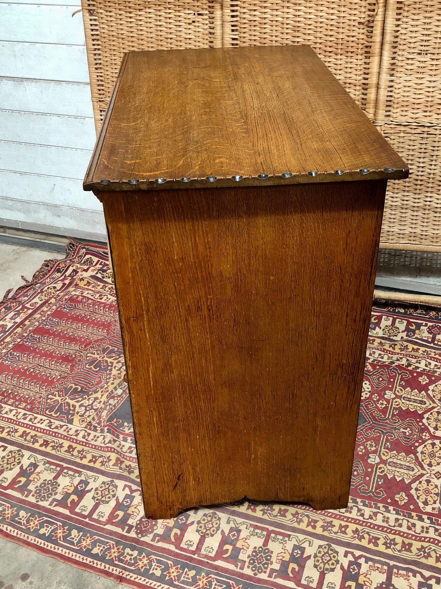 000633....Handsome Gothic Style Solid Carved Oak Chest Of Drawers ( sold )