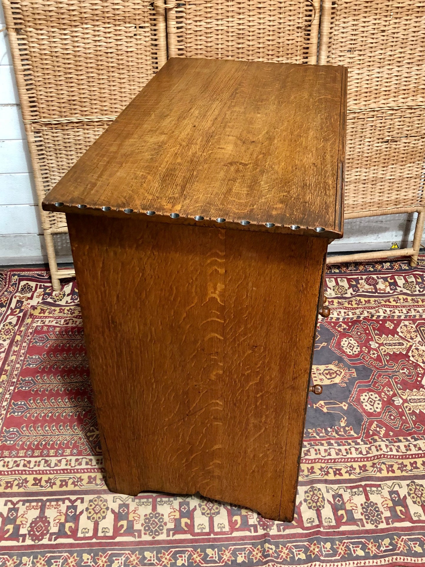 000633....Handsome Gothic Style Solid Carved Oak Chest Of Drawers ( sold )