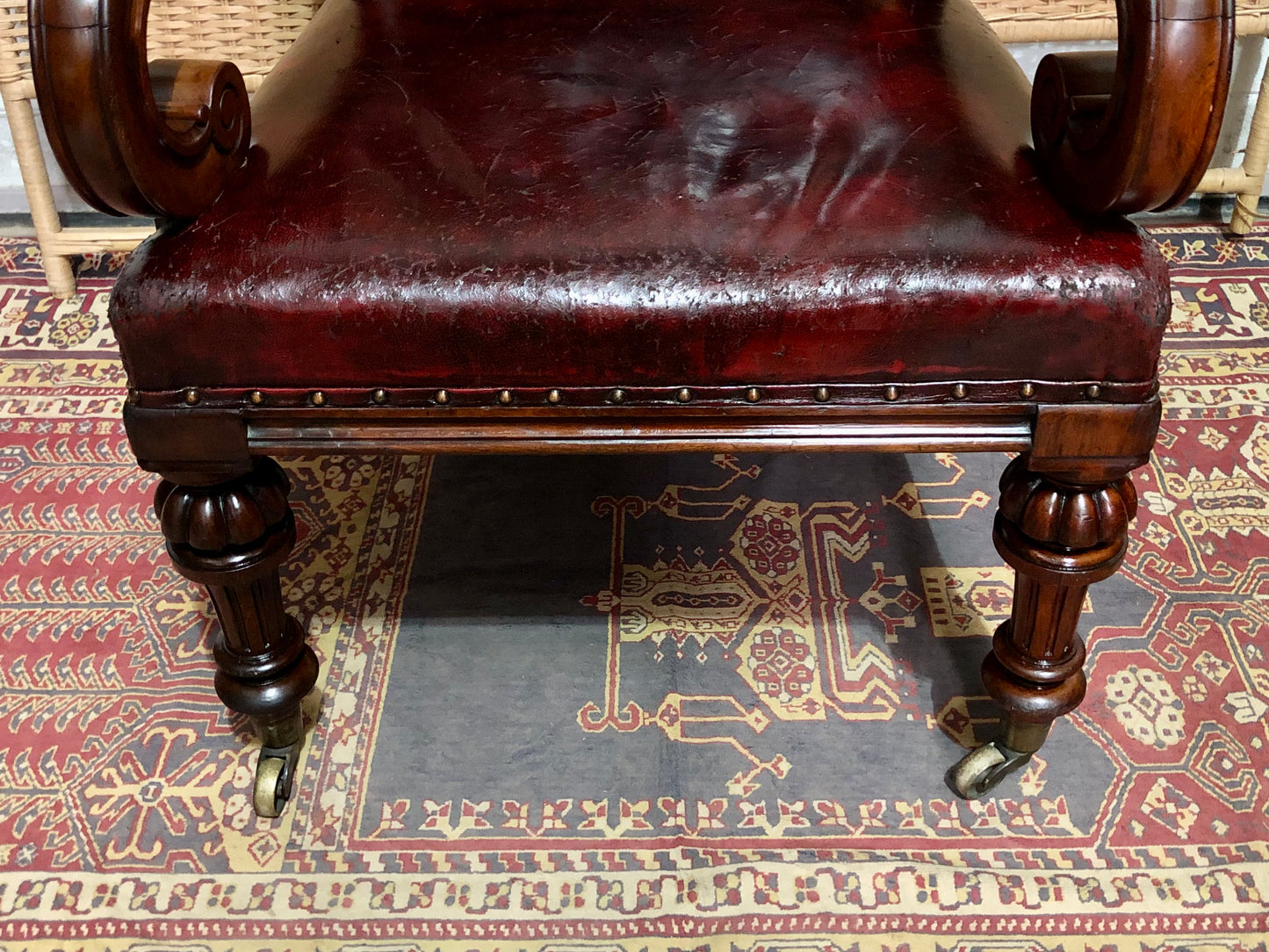 000626....Handsome William IV Leather Library Chair