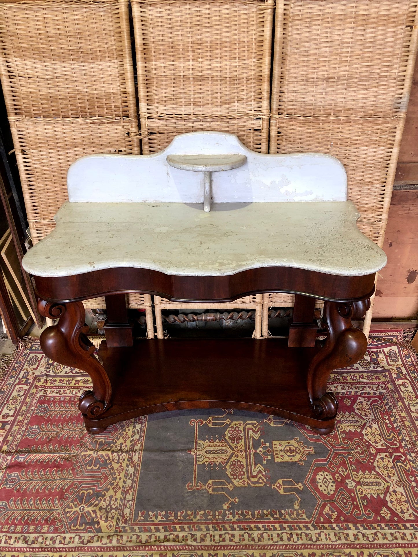 000497....Handsome Antique Mahogany Washstand Or Hall Table