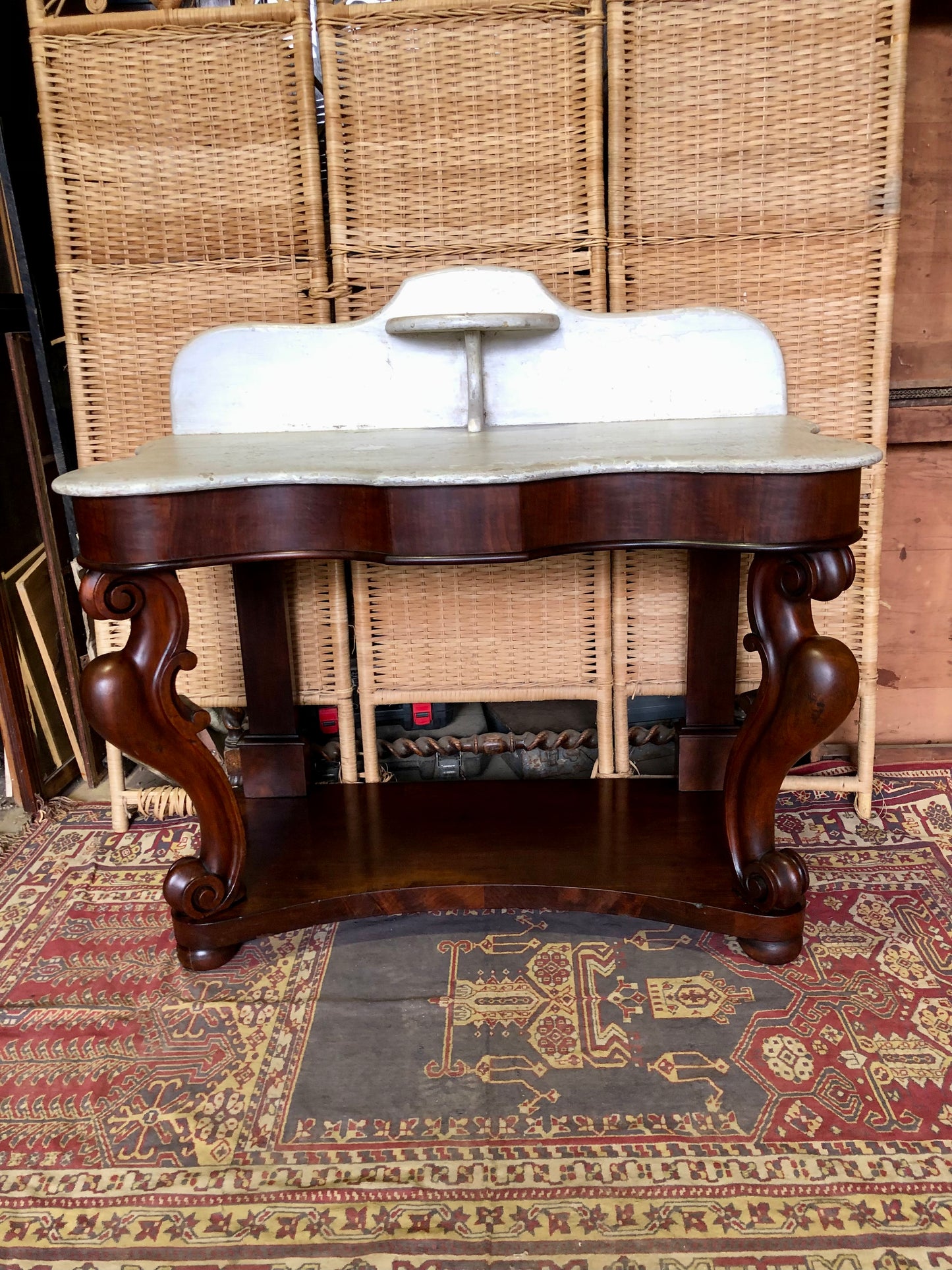 000497....Handsome Antique Mahogany Washstand Or Hall Table