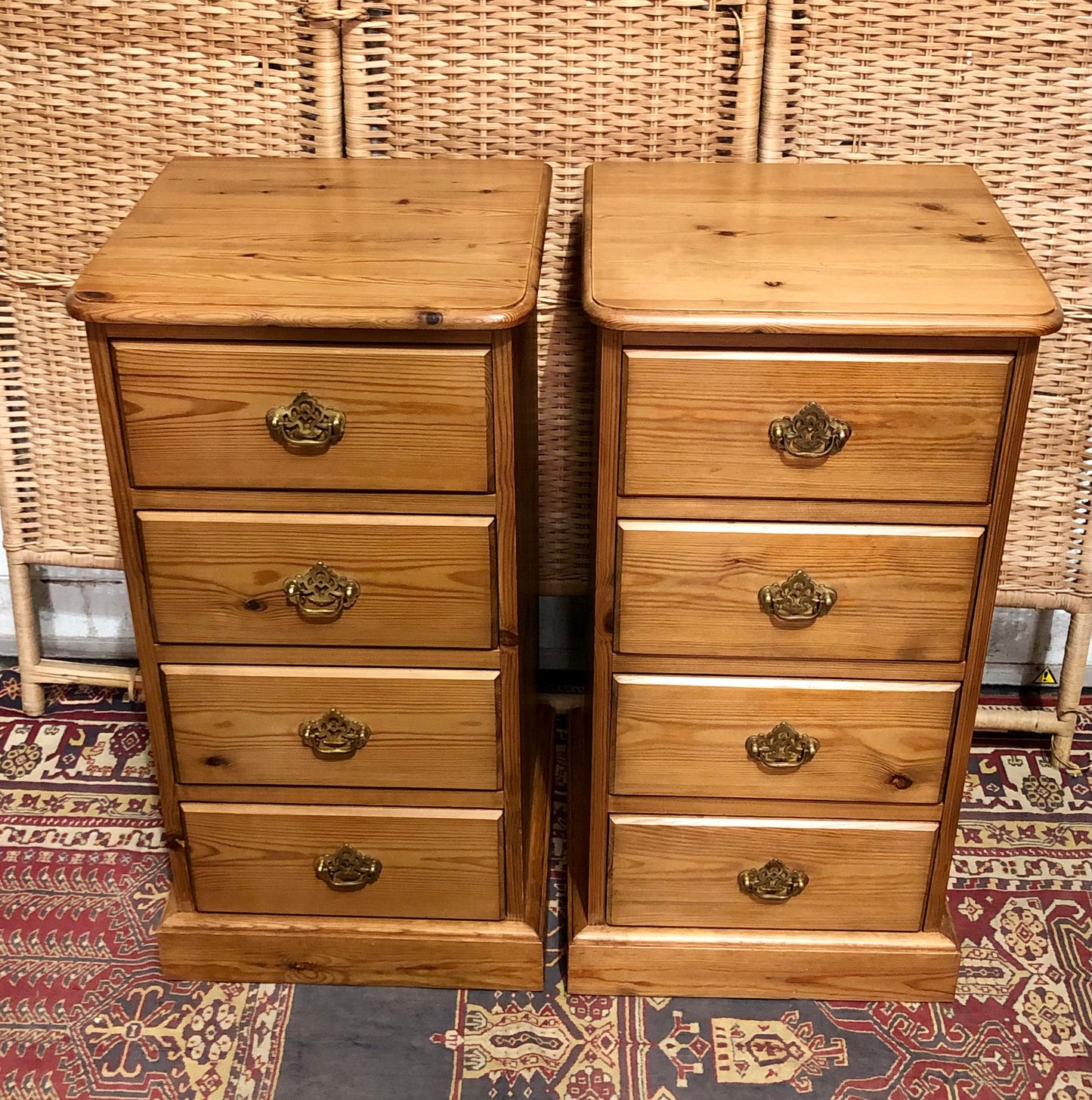 000624....Handsome Pair Of Vintage Pine Bedside Chests ( sold )