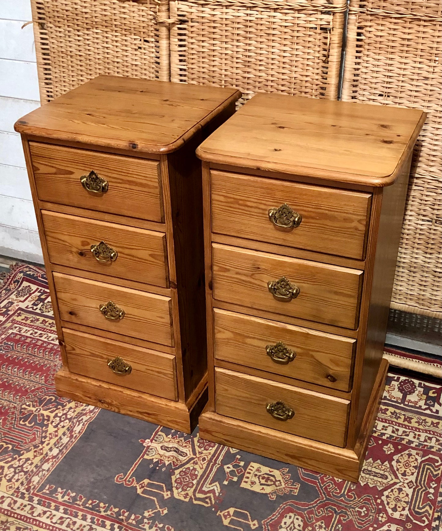 000624....Handsome Pair Of Vintage Pine Bedside Chests ( sold )