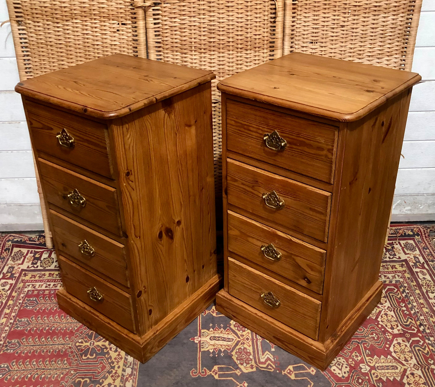 000624....Handsome Pair Of Vintage Pine Bedside Chests ( sold )