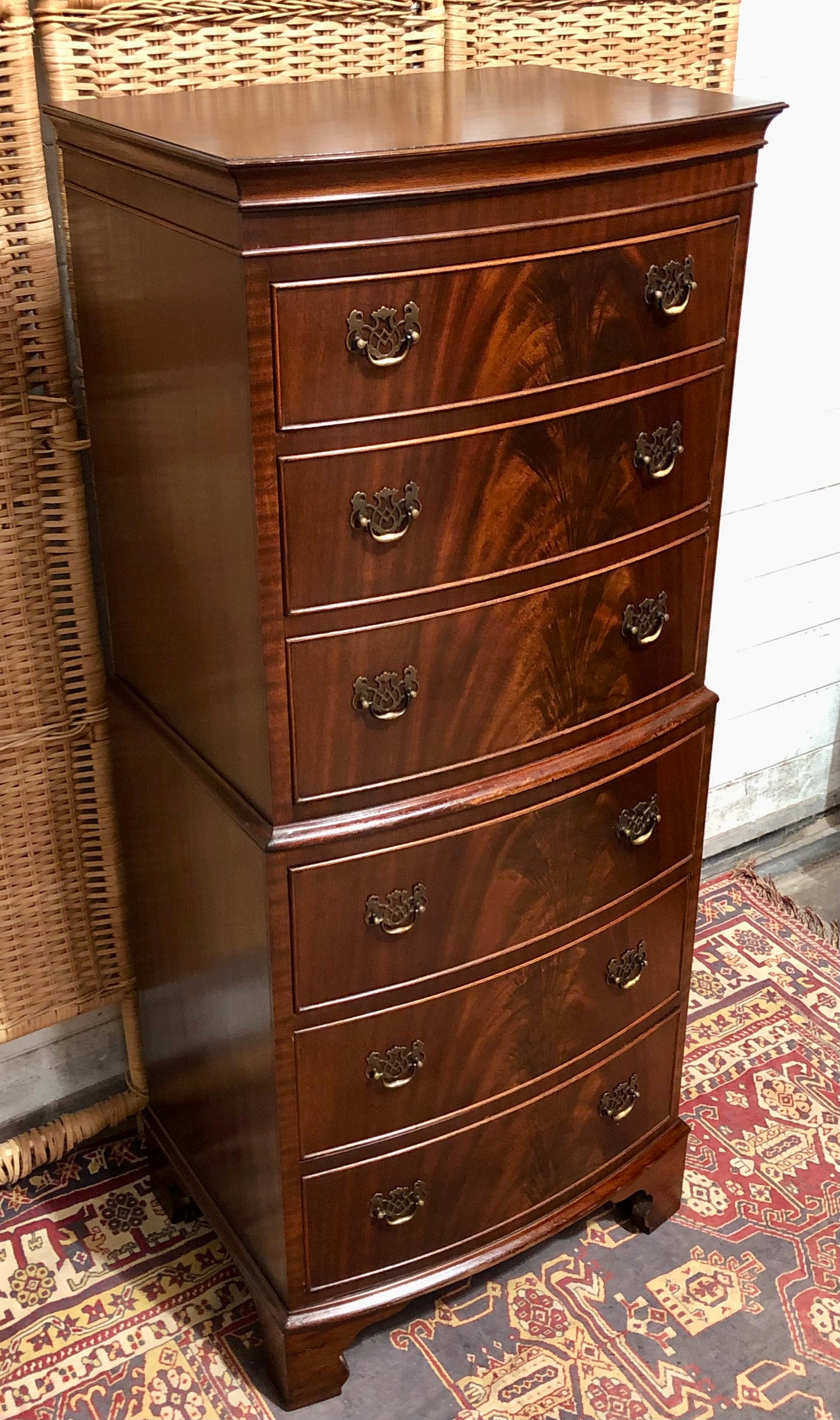 000605....Handsome Vintage Mahogany Tallboy Chest Of Drawers ( sold )