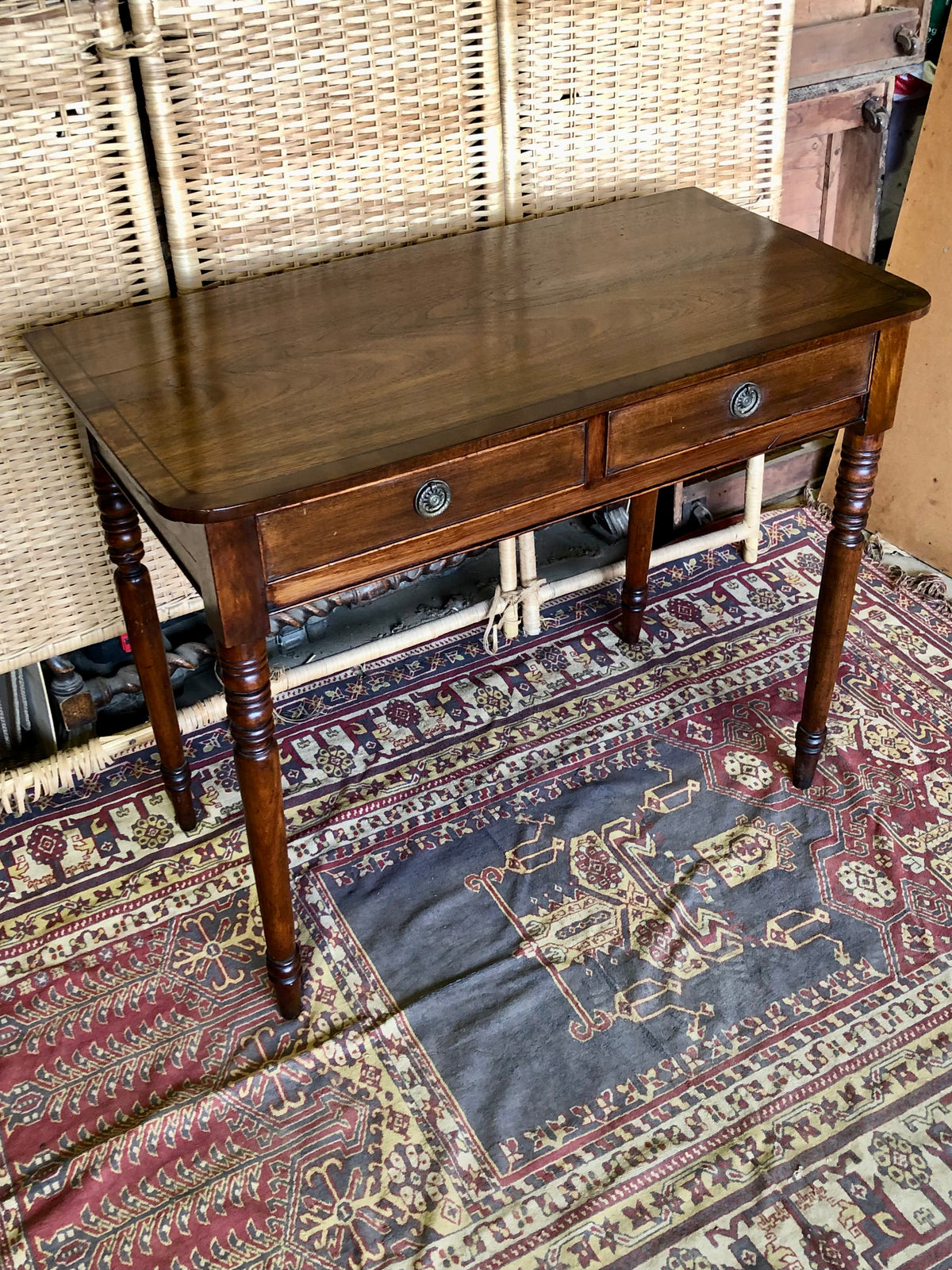 000493....Handsome Antique Regency Mahogany Writing Or Hall Table