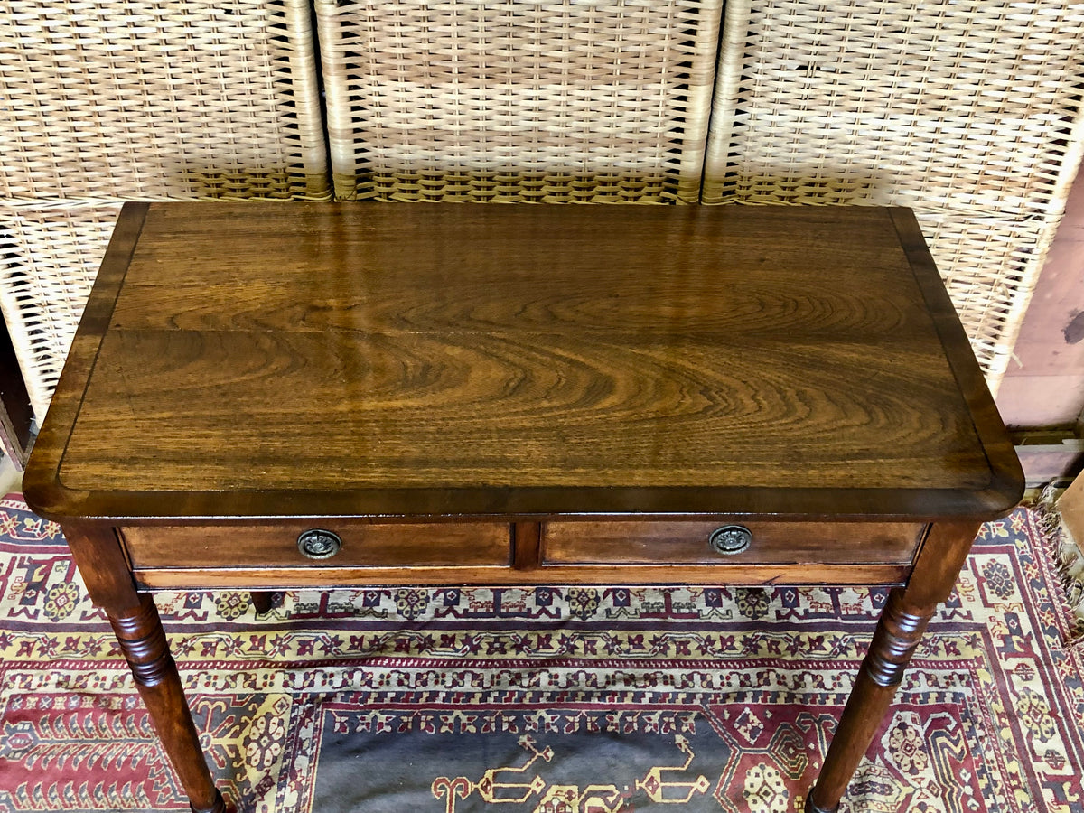 000493....Handsome Antique Regency Mahogany Writing Or Hall Table