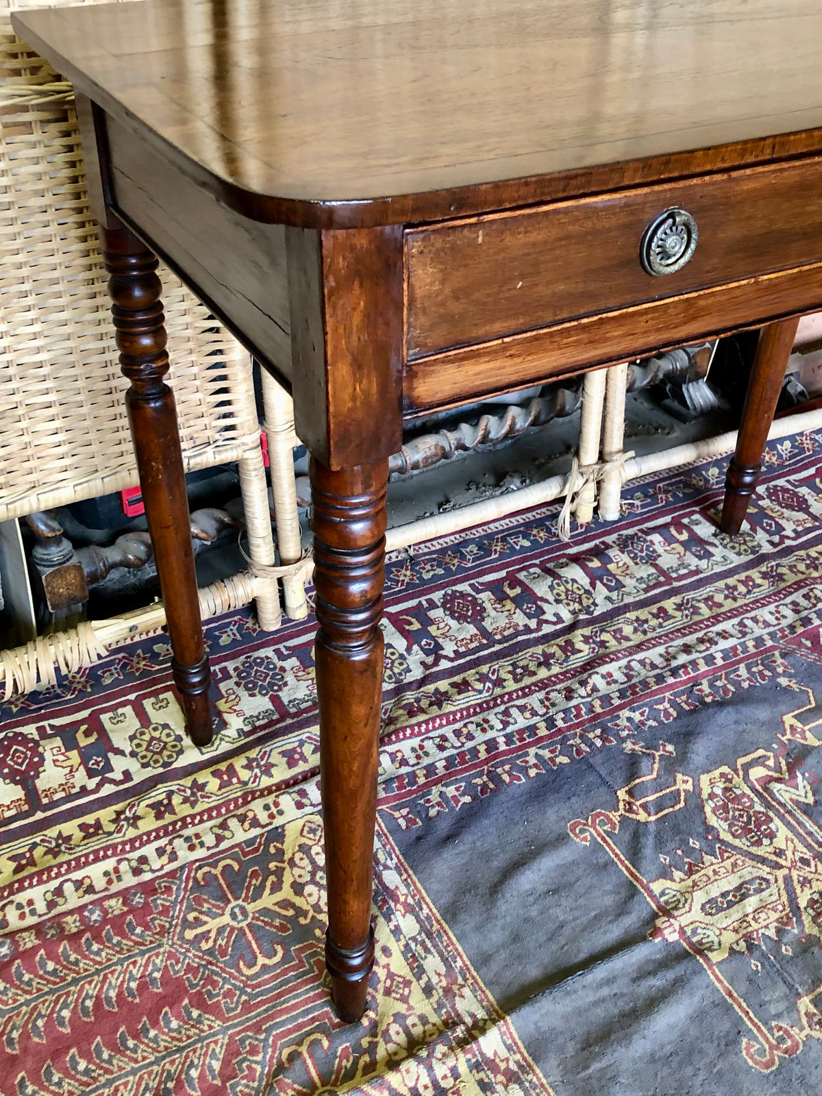 000493....Handsome Antique Regency Mahogany Writing Or Hall Table