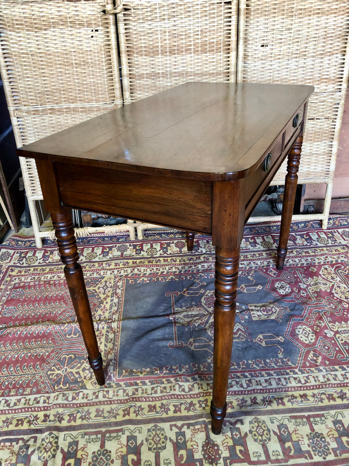 000493....Handsome Antique Regency Mahogany Writing Or Hall Table
